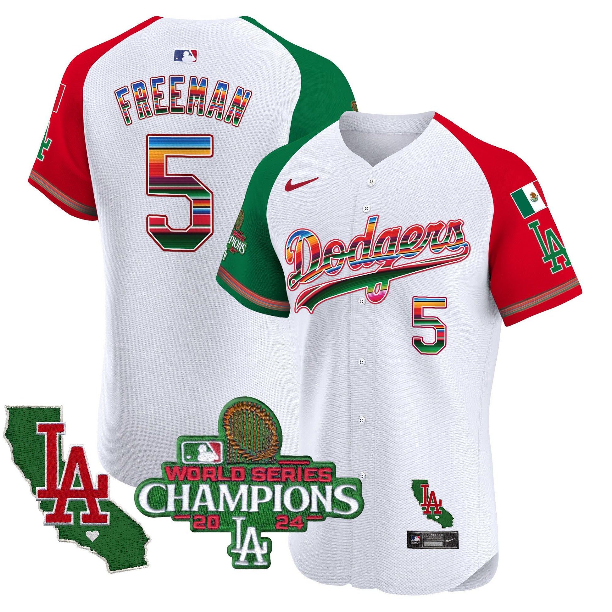 Men's Dodgers Mexico 2024 World Series Champions Vapor Premier Elite Jersey - All Stitched