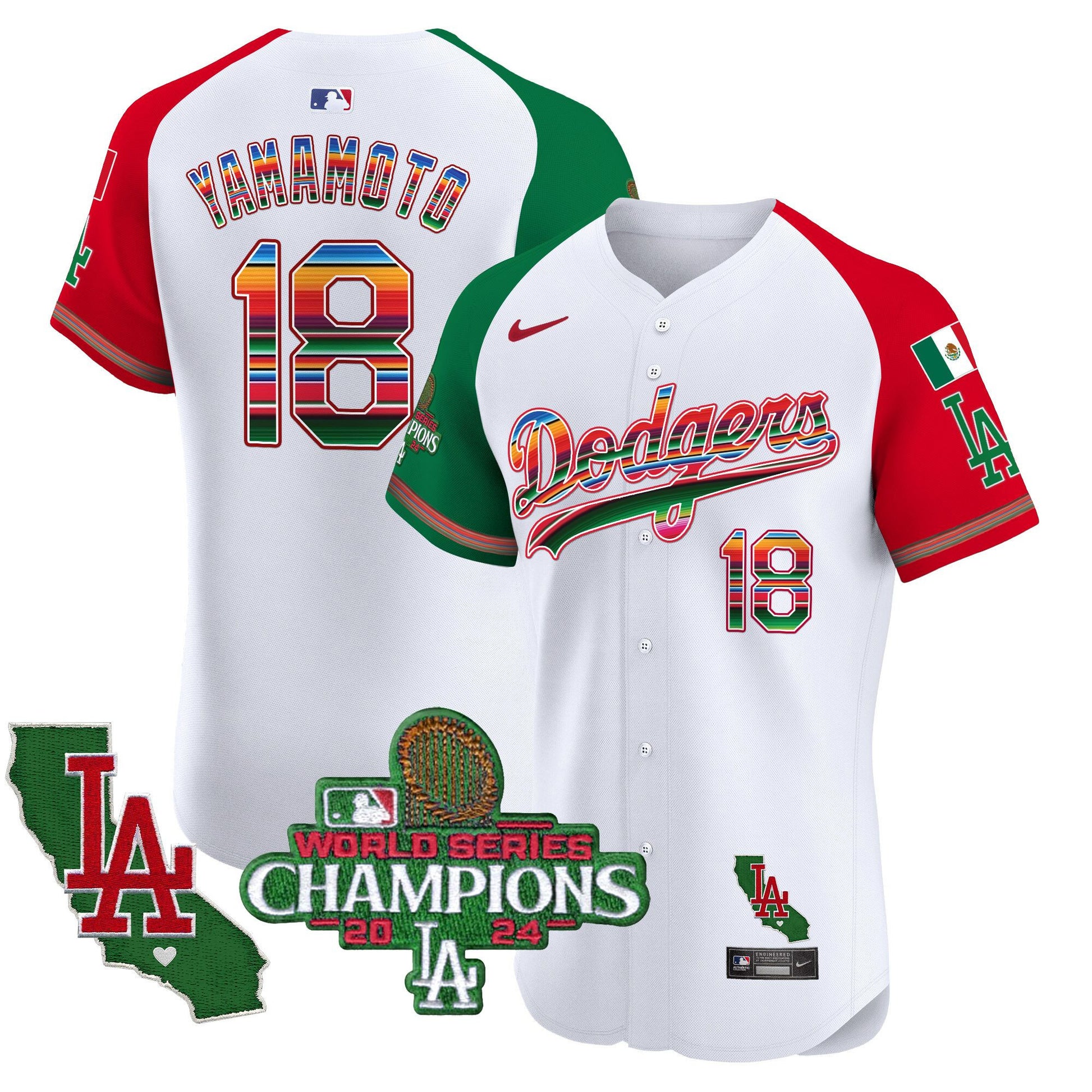 Men's Dodgers Mexico 2024 World Series Champions Vapor Premier Elite Jersey - All Stitched