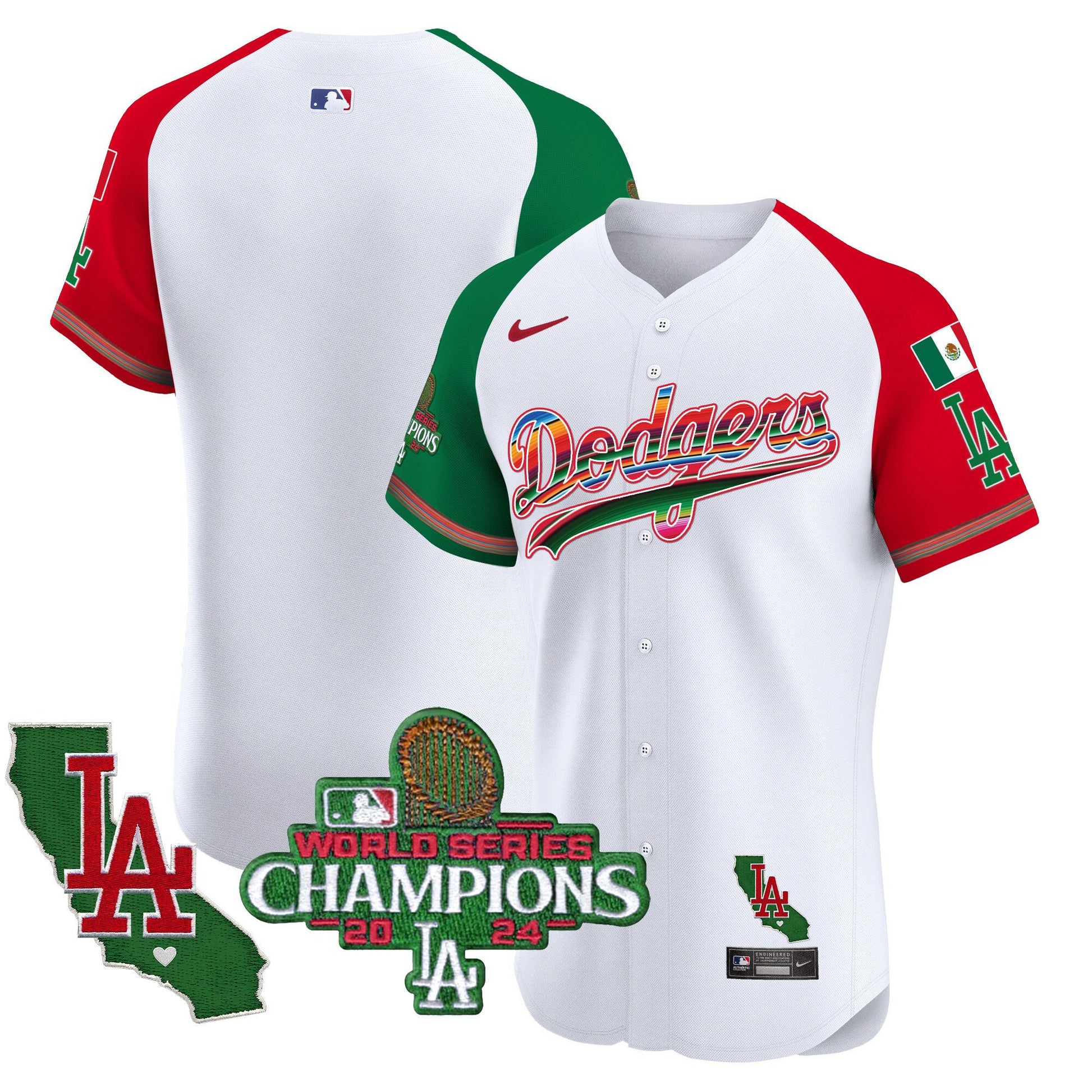 Men's Dodgers Mexico 2024 World Series Champions Vapor Premier Elite Jersey - All Stitched