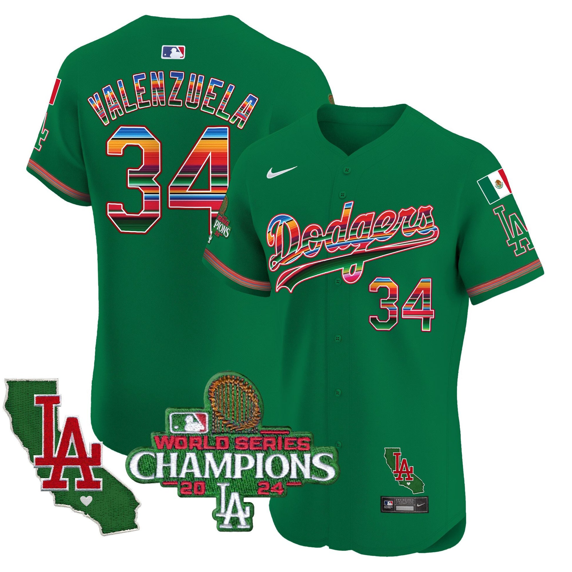 Men's Dodgers Mexico 2024 World Series Champions Vapor Premier Elite Jersey - All Stitched