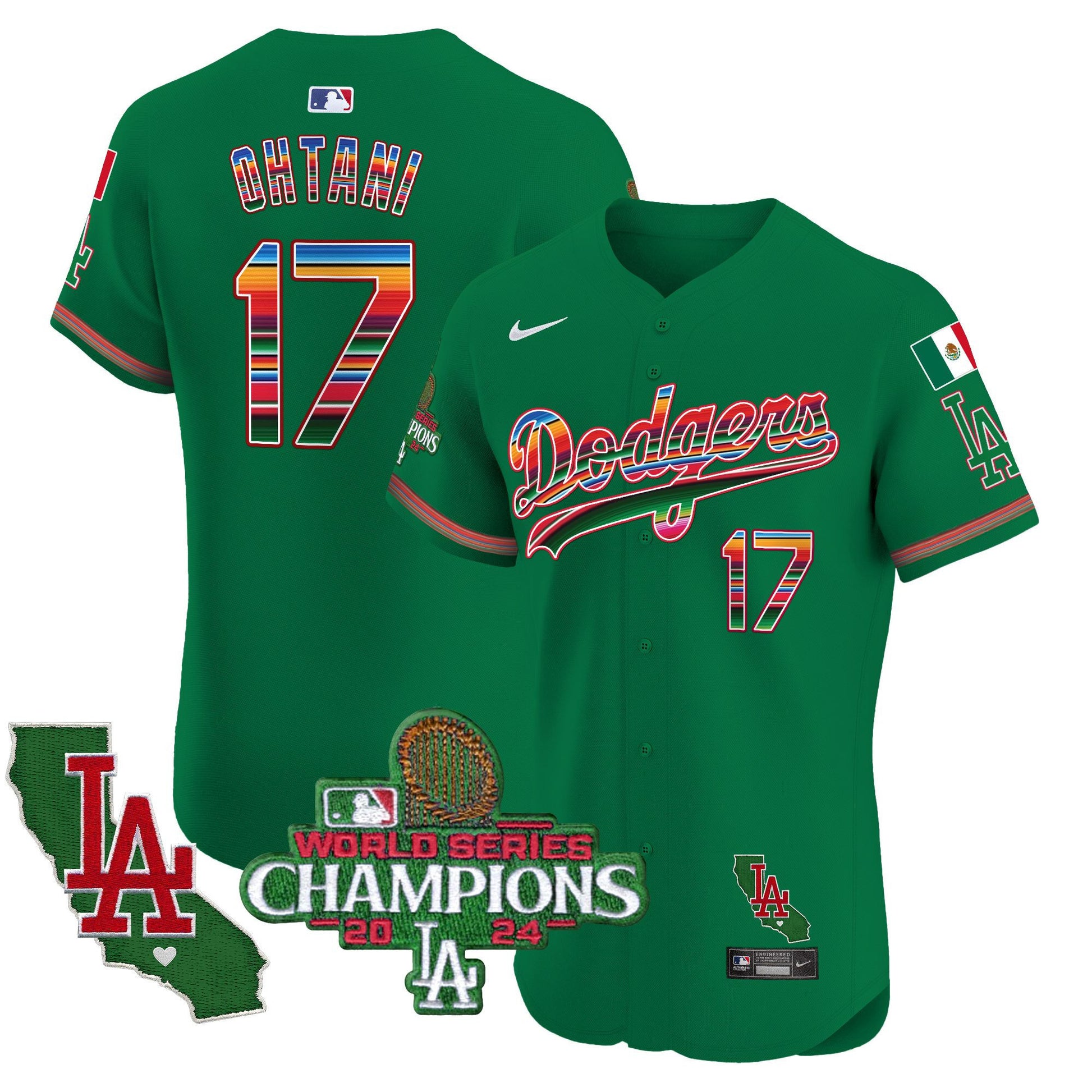 Men's Dodgers Mexico 2024 World Series Champions Vapor Premier Elite Jersey - All Stitched
