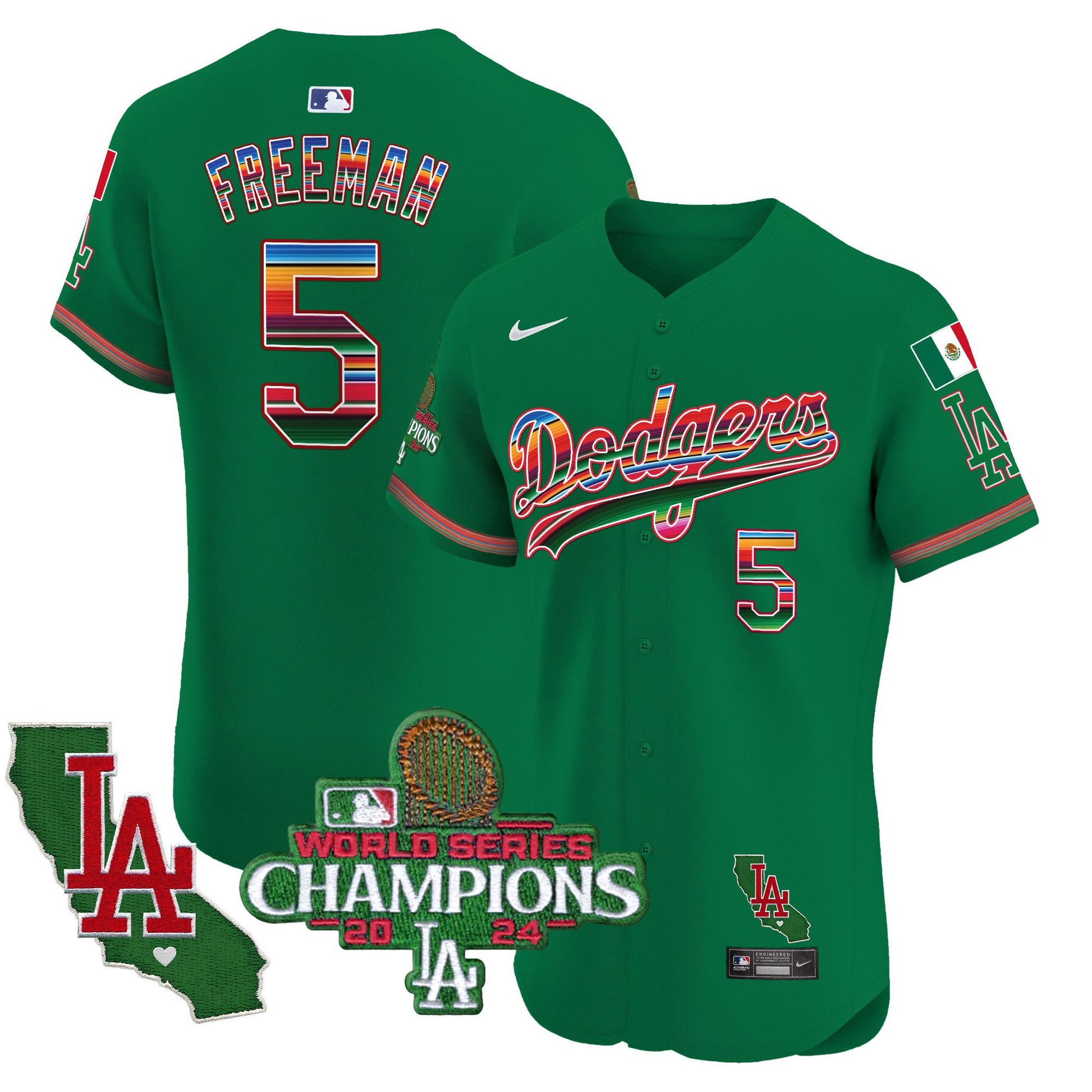 Men's Dodgers Mexico 2024 World Series Champions Vapor Premier Elite Jersey - All Stitched