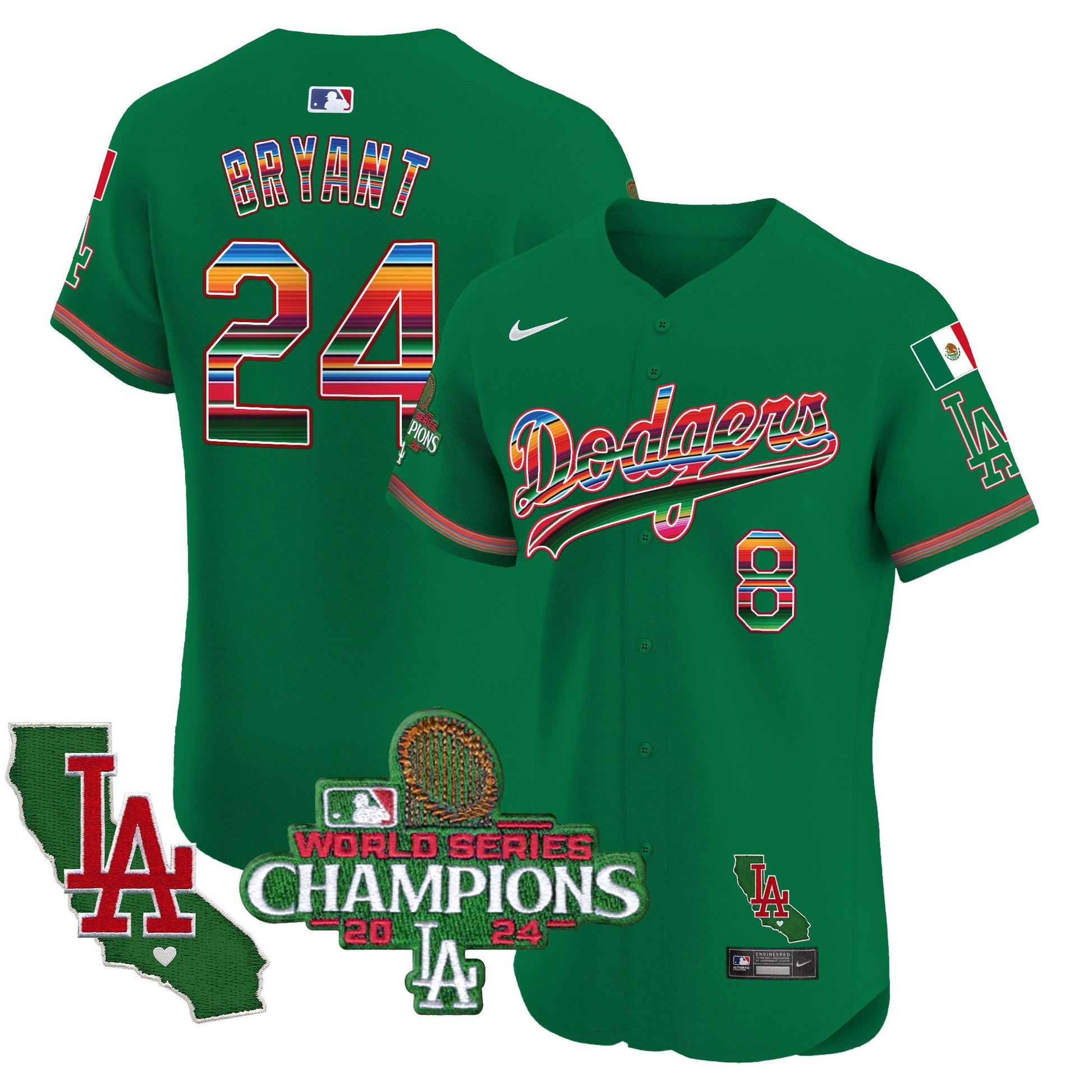 Men's Dodgers Mexico 2024 World Series Champions Vapor Premier Elite Jersey - All Stitched