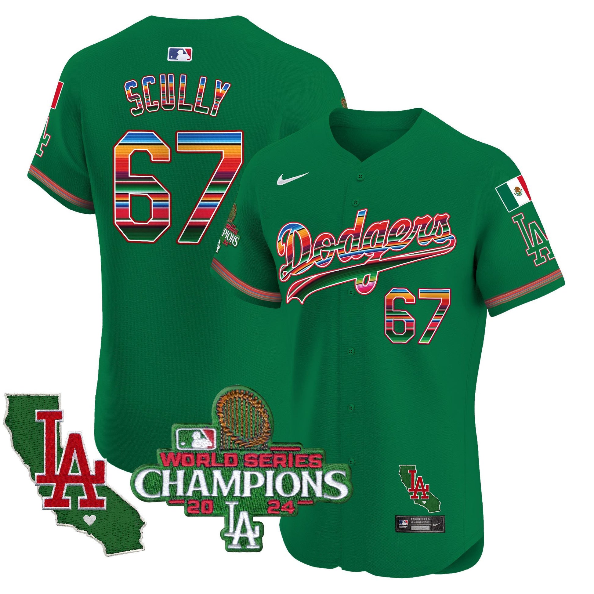 Men's Dodgers Mexico 2024 World Series Champions Vapor Premier Elite Jersey - All Stitched