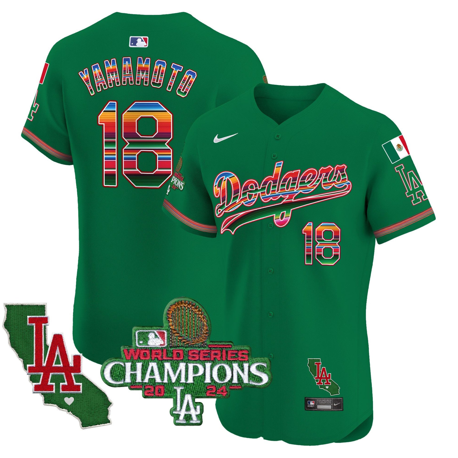 Men's Dodgers Mexico 2024 World Series Champions Vapor Premier Elite Jersey - All Stitched