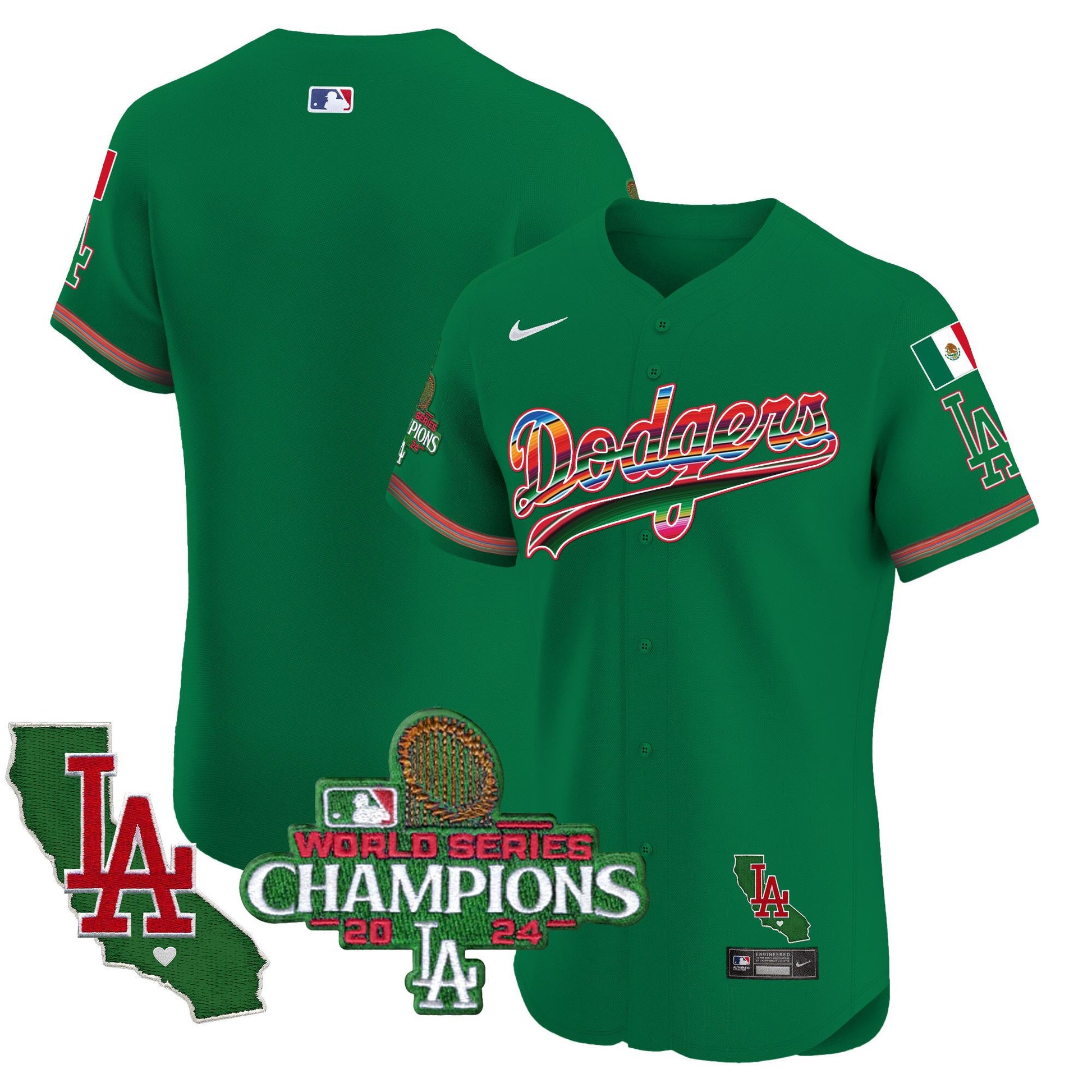 Men's Dodgers Mexico 2024 World Series Champions Vapor Premier Elite Jersey - All Stitched