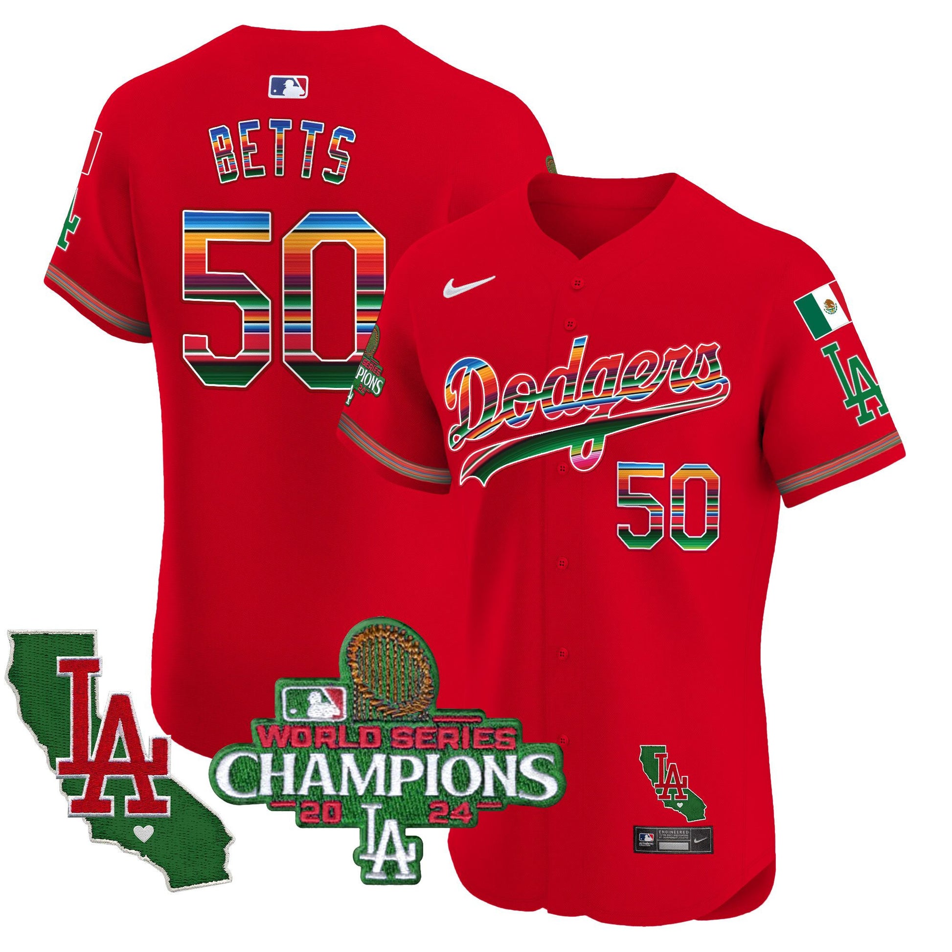 Men's Dodgers Mexico 2024 World Series Champions Vapor Premier Elite Jersey - All Stitched