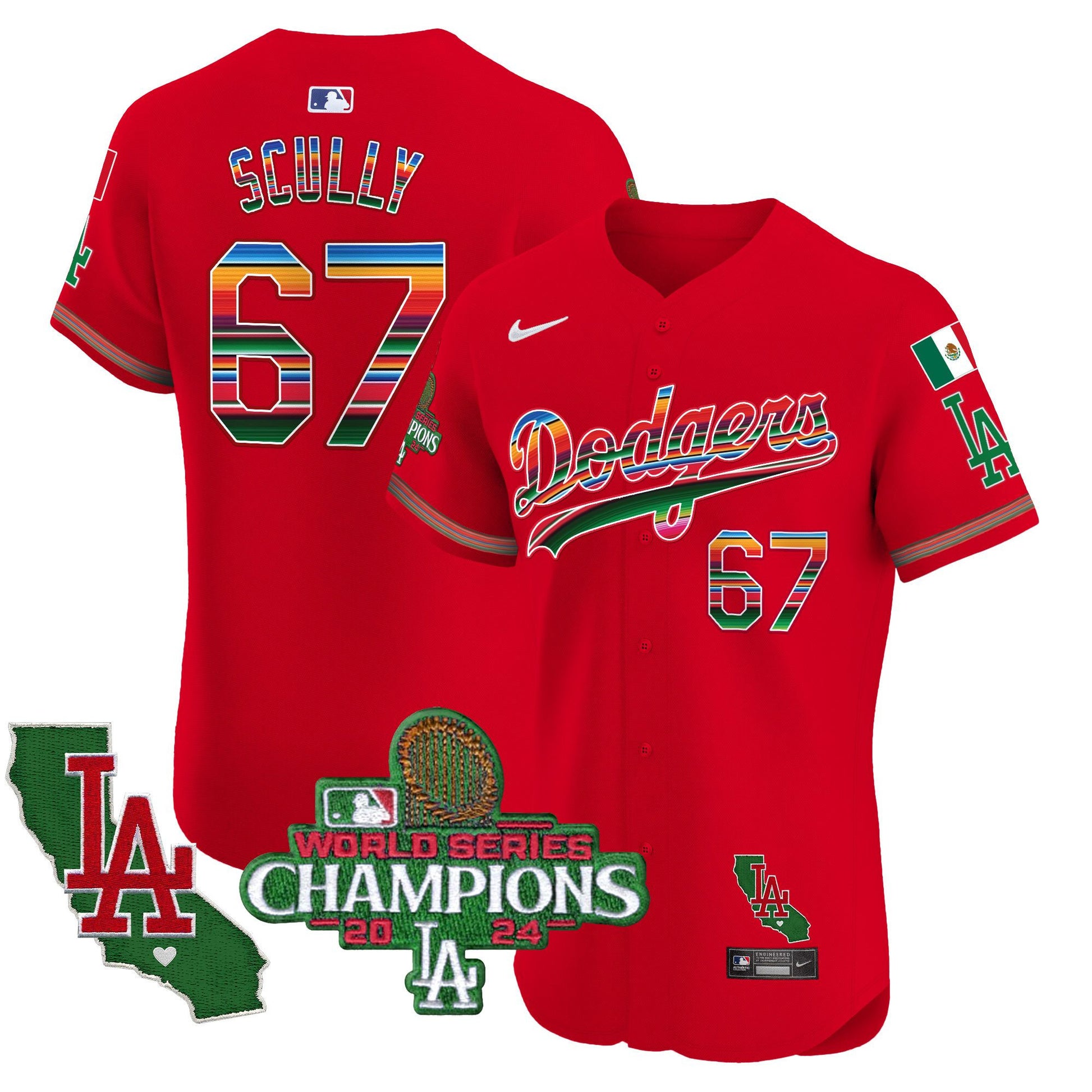 Men's Dodgers Mexico 2024 World Series Champions Vapor Premier Elite Jersey - All Stitched