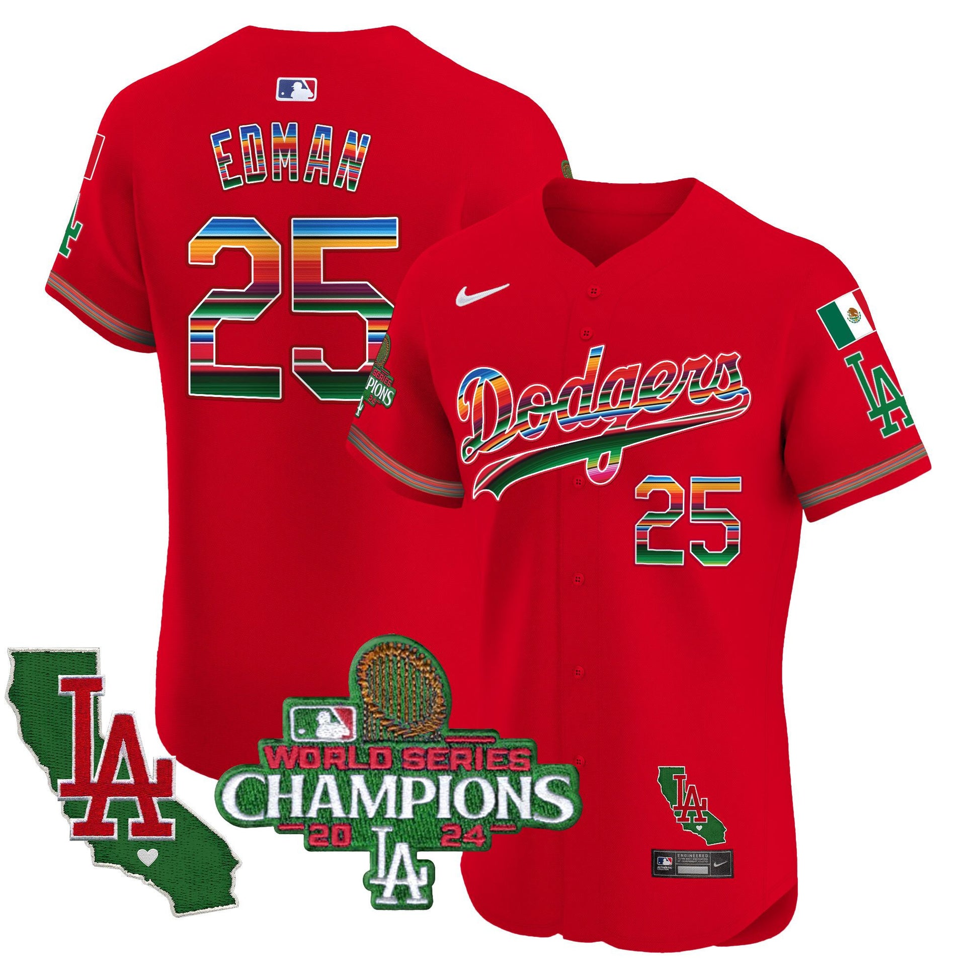 Men's Dodgers Mexico 2024 World Series Champions Vapor Premier Elite Jersey - All Stitched