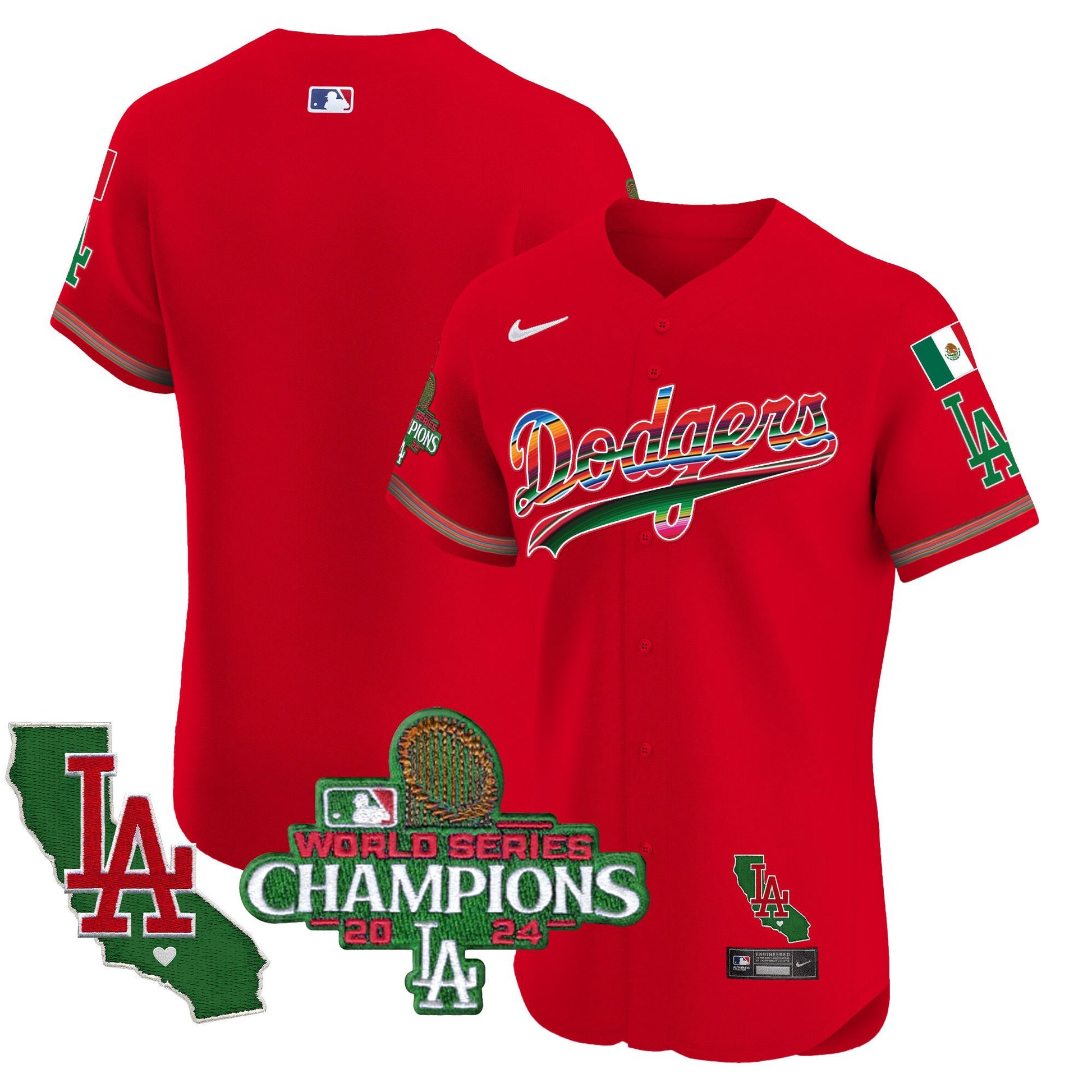 Men's Dodgers Mexico 2024 World Series Champions Vapor Premier Elite Jersey - All Stitched