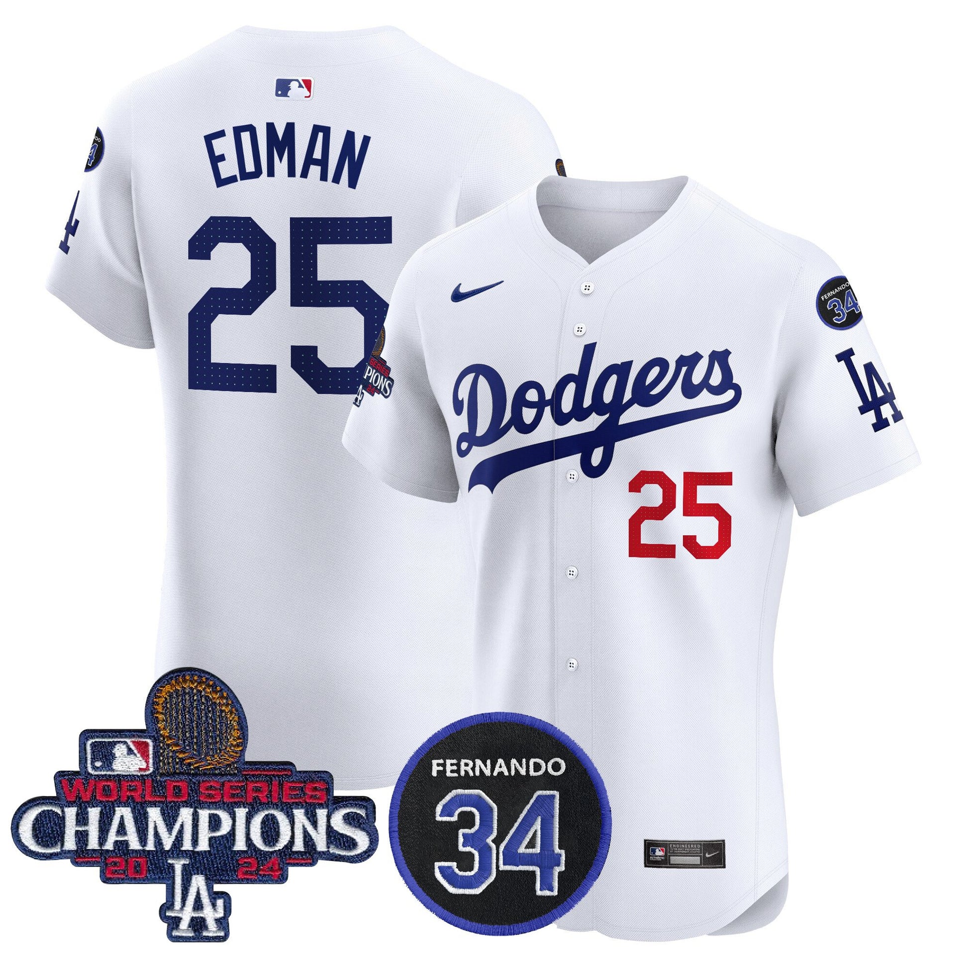 Men's Dodgers 2024 World Series Champions Patch Vapor Premier Elite Jersey V2 - All Stitched