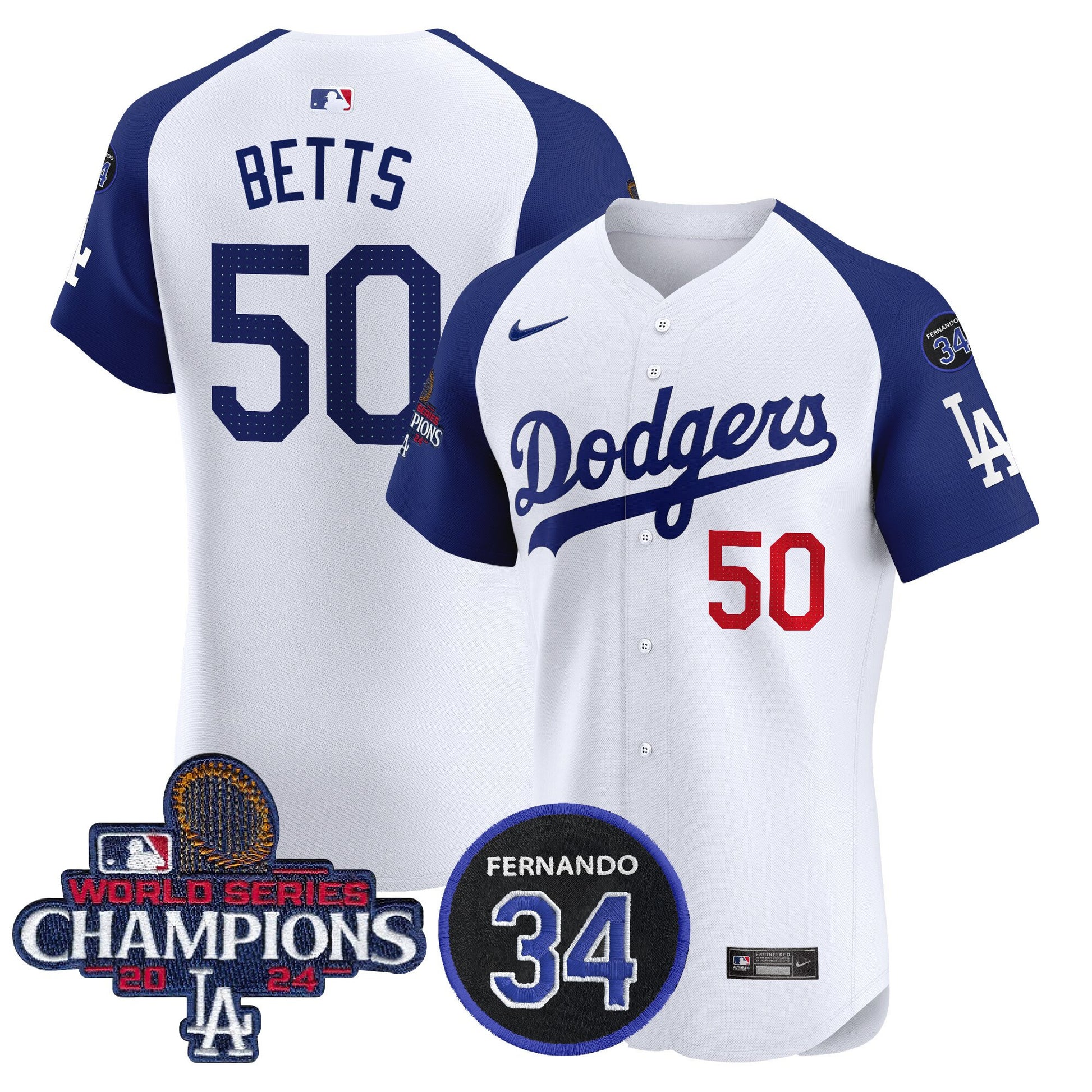 Men's Dodgers 2024 World Series Champions Patch Vapor Premier Elite Jersey V2 - All Stitched