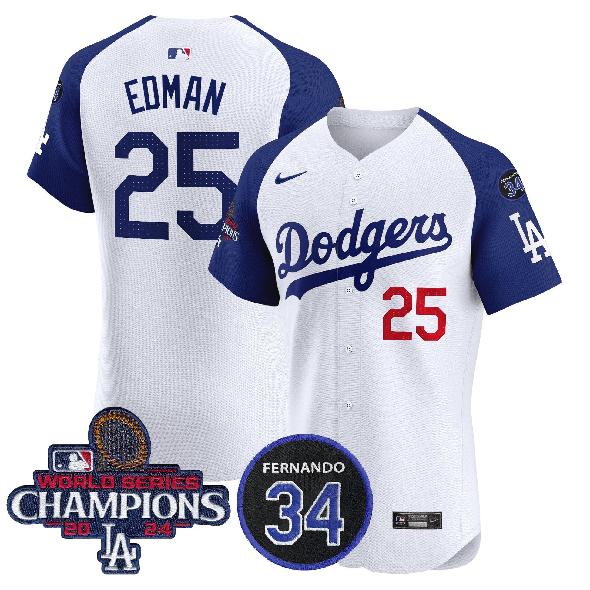 Men's Dodgers 2024 World Series Champions Patch Vapor Premier Elite Jersey V2 - All Stitched
