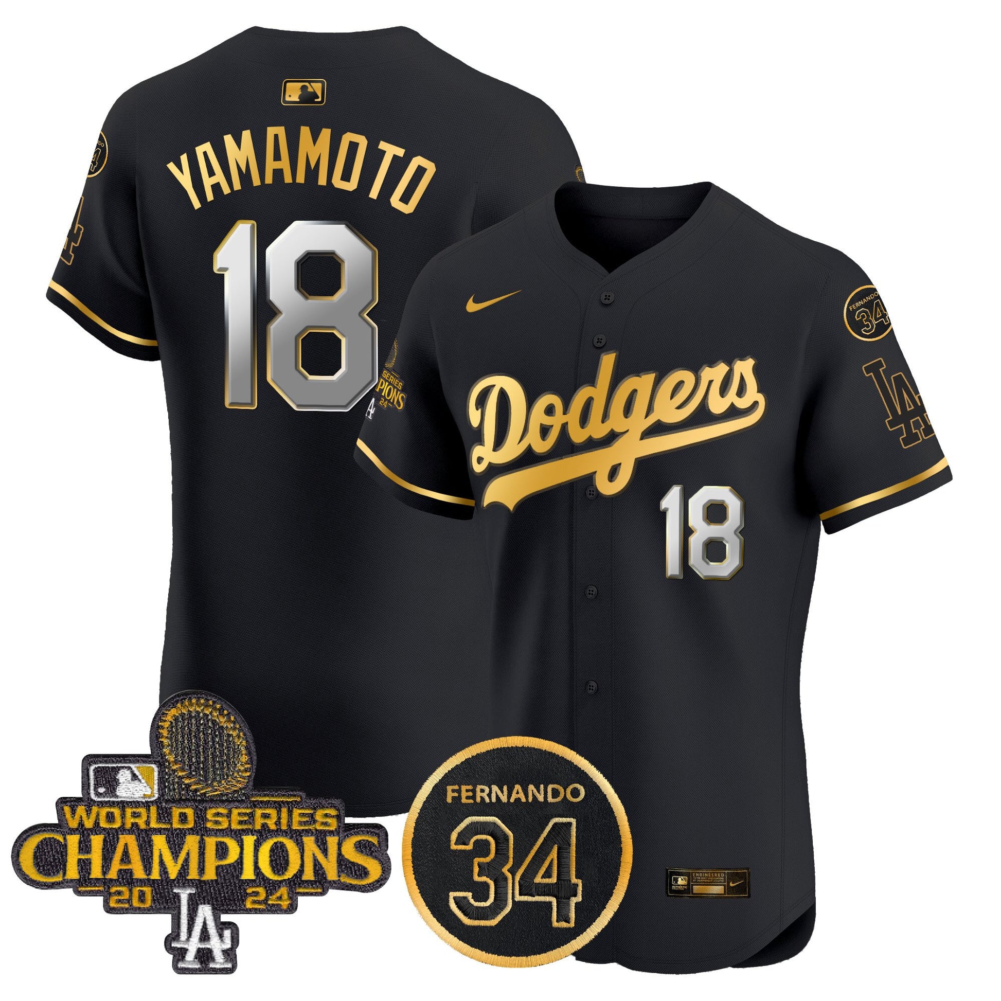 Men's Dodgers 2024 World Series Champions Patch Vapor Premier Elite Jersey V2 - All Stitched