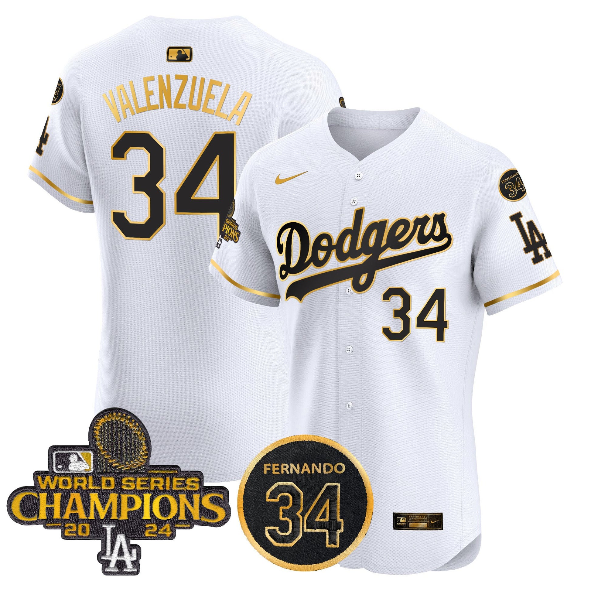 Men's Dodgers 2024 World Series Champions Patch Vapor Premier Elite Jersey V2 - All Stitched