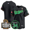Men's Dodgers Mexico Fernando Memorial & 2024 World Series Patch Vapor Premier Limited Jersey V3 - All Stitched