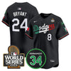 Men's Dodgers Mexico Fernando Memorial & 2024 World Series Patch Vapor Premier Limited Jersey V3 - All Stitched