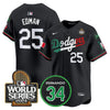Men's Dodgers Mexico Fernando Memorial & 2024 World Series Patch Vapor Premier Limited Jersey V3 - All Stitched