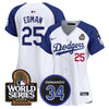 Women's Dodgers Fernando Memorial & 2024 World Series Patch Vapor Premier Limited Jersey V2 - All Stitched