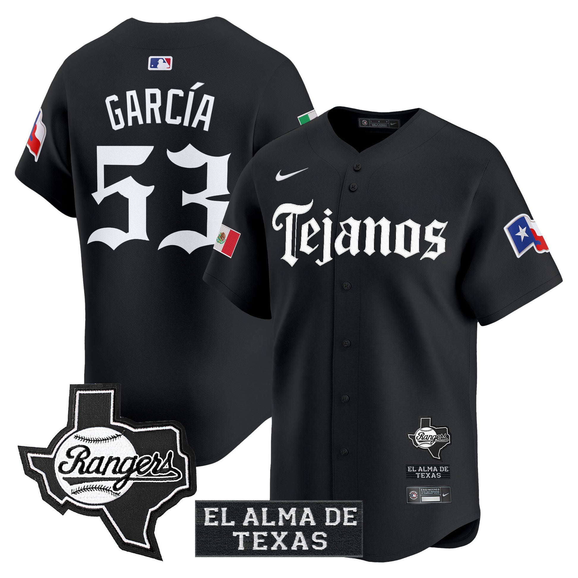 Texas Rangers Mexico Tejano Barrio Style Vapor Premier Limited Jersey - All Stitched