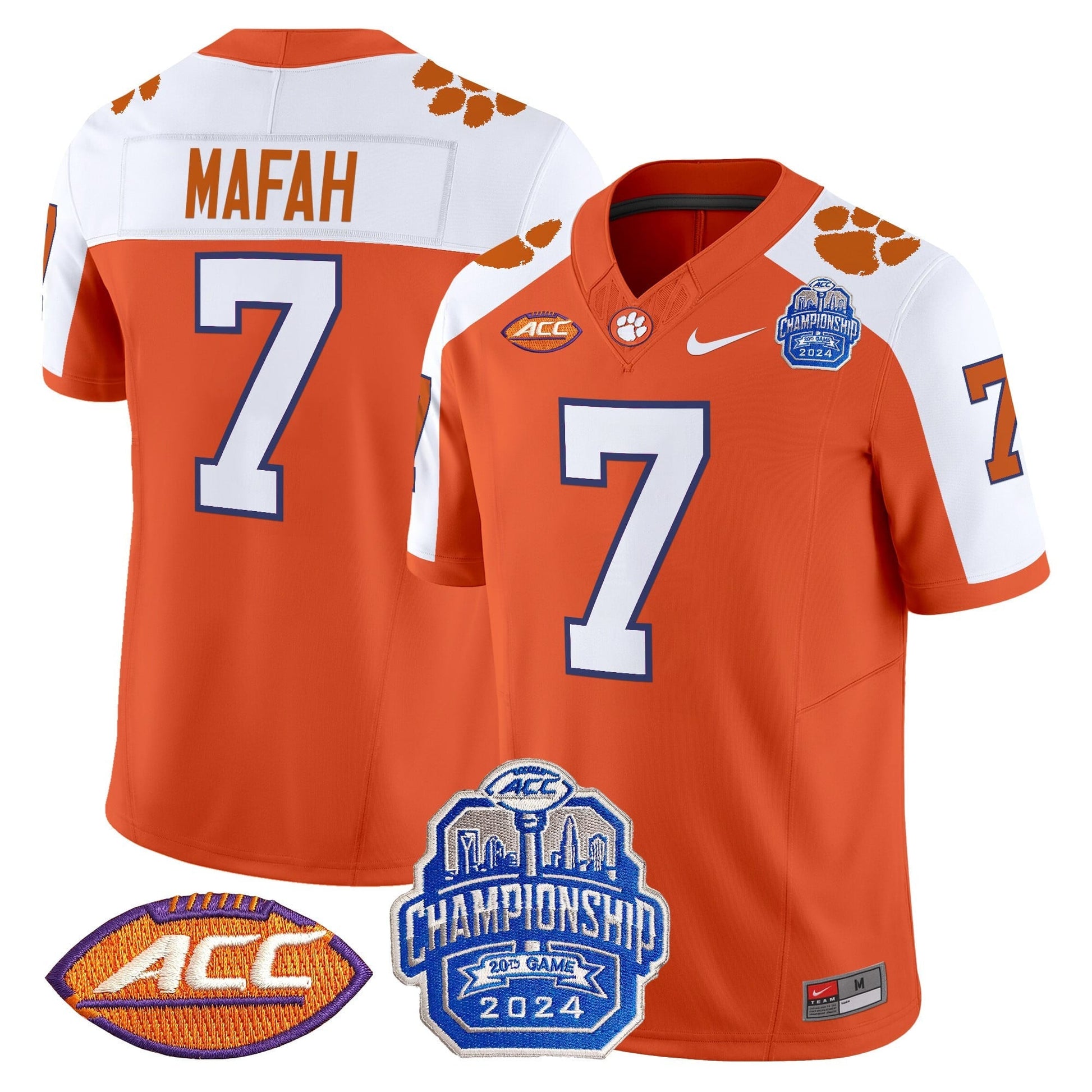 Men's Clemson Tigers 2024 ACC Championship Patch Vapor Limited Jersey - All Stitched