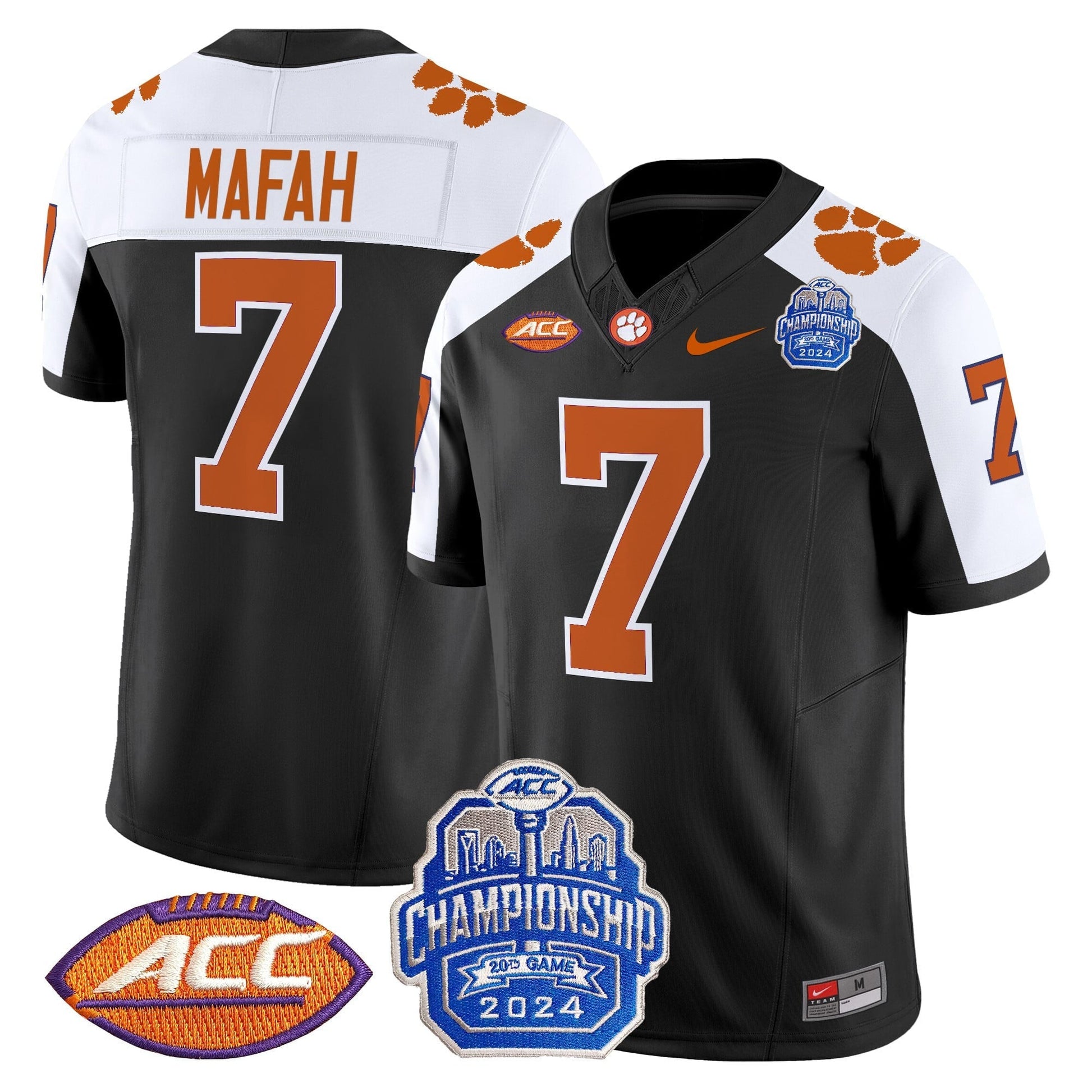 Men's Clemson Tigers 2024 ACC Championship Patch Vapor Limited Jersey - All Stitched