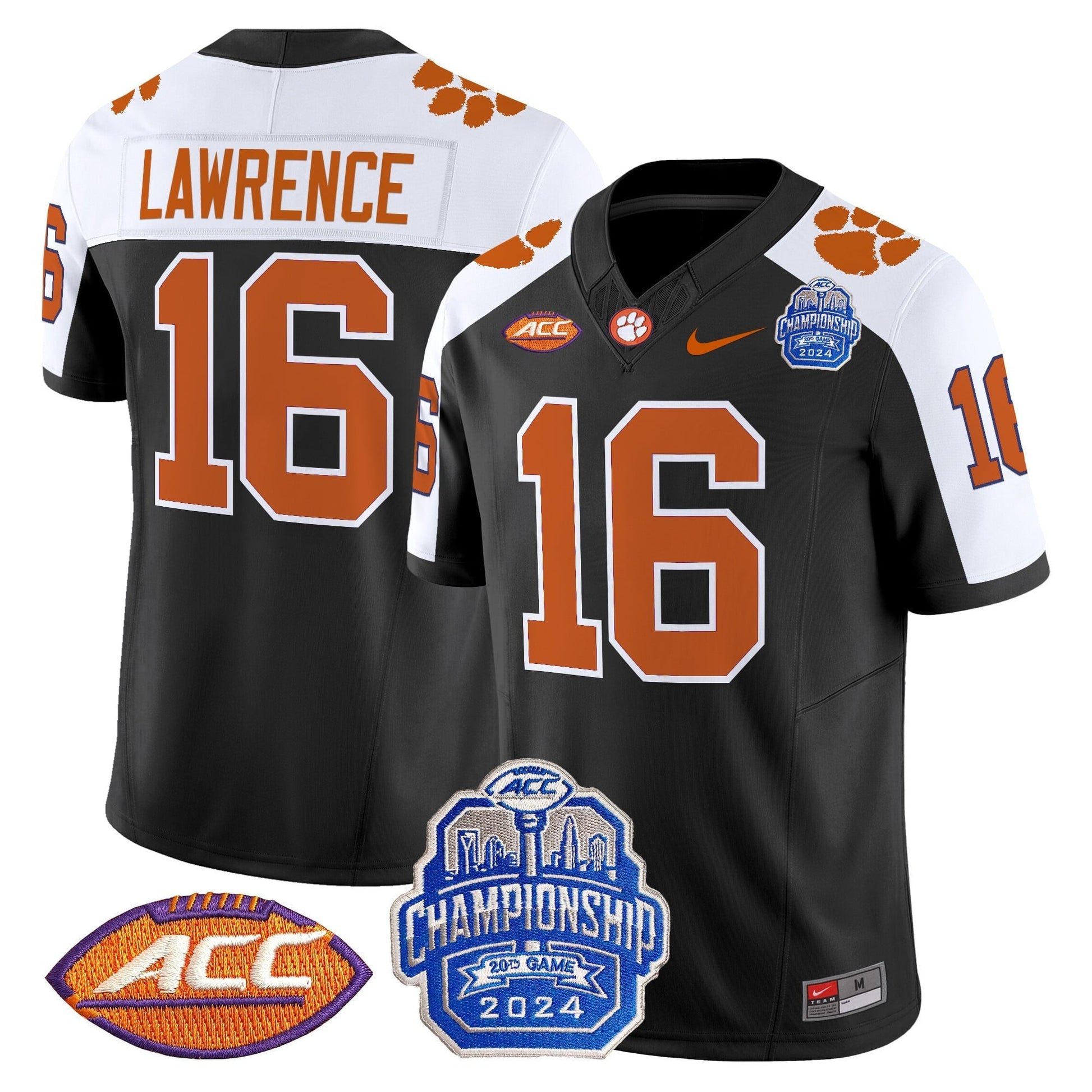 Men's Clemson Tigers 2024 ACC Championship Patch Vapor Limited Jersey - All Stitched