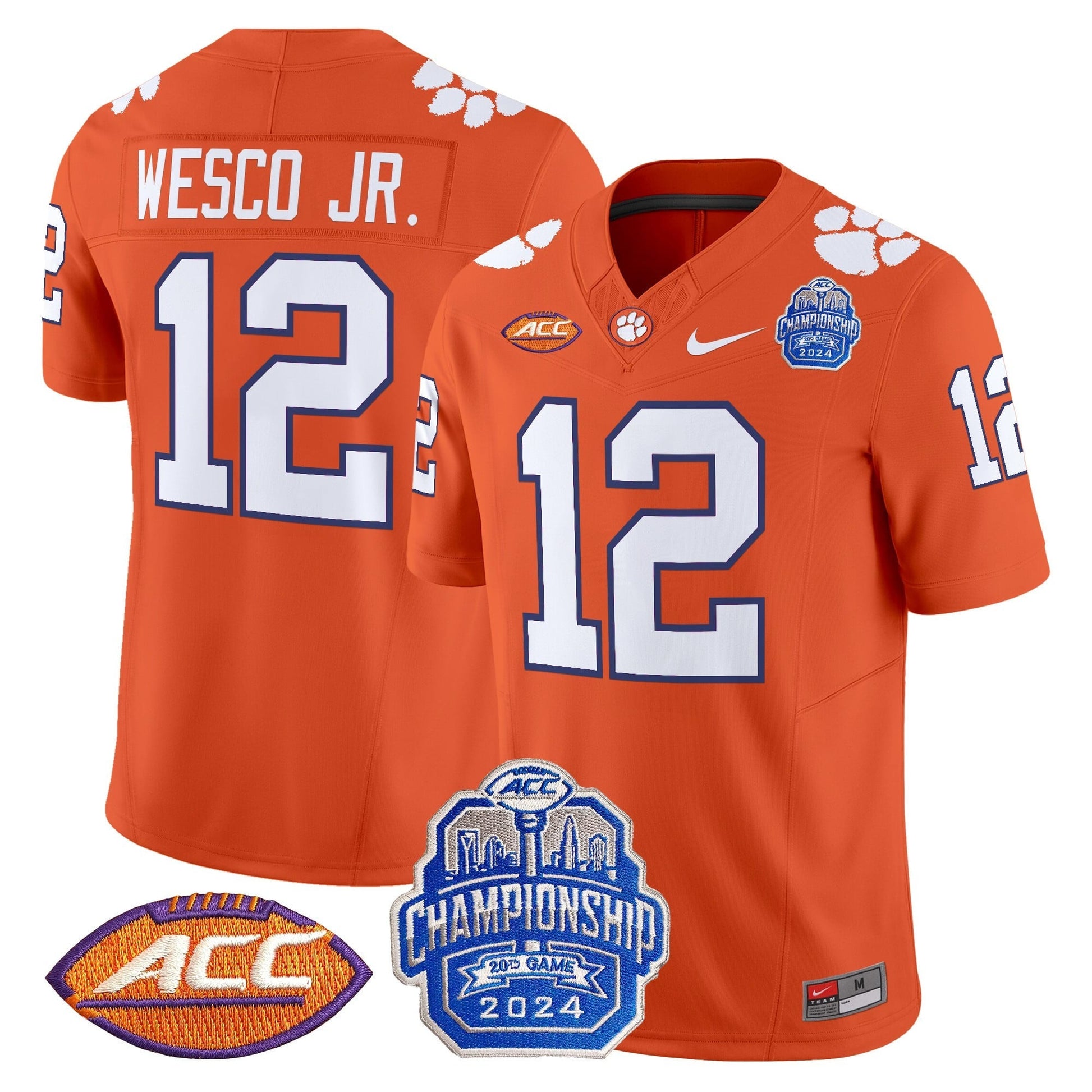 Men's Clemson Tigers 2024 ACC Championship Patch Vapor Limited Jersey - All Stitched