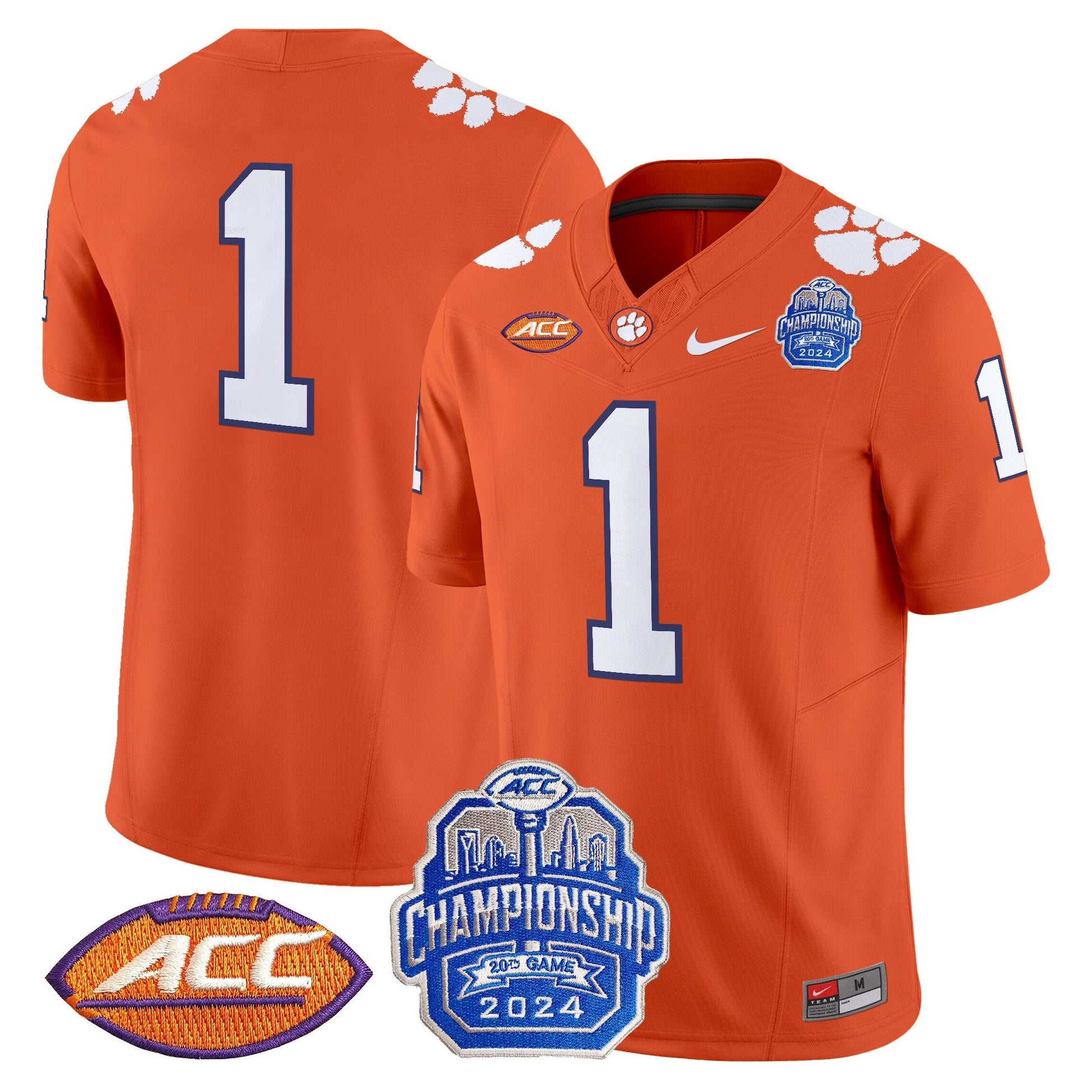 Men's Clemson Tigers 2024 ACC Championship Patch Vapor Limited Jersey - All Stitched