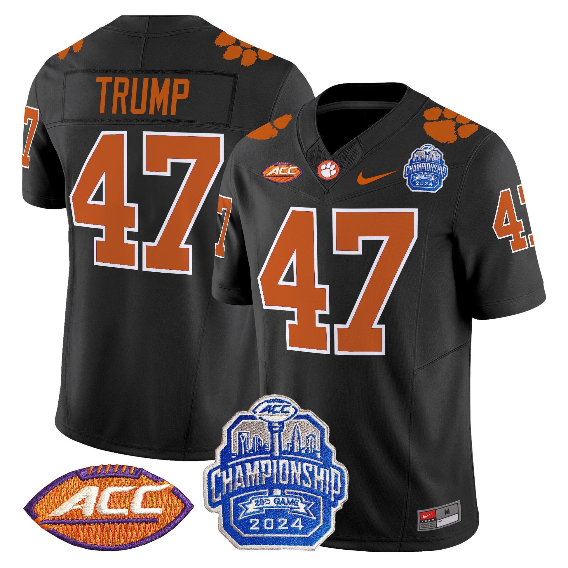 Men's Clemson Tigers 2024 ACC Championship Patch Vapor Limited Jersey - All Stitched