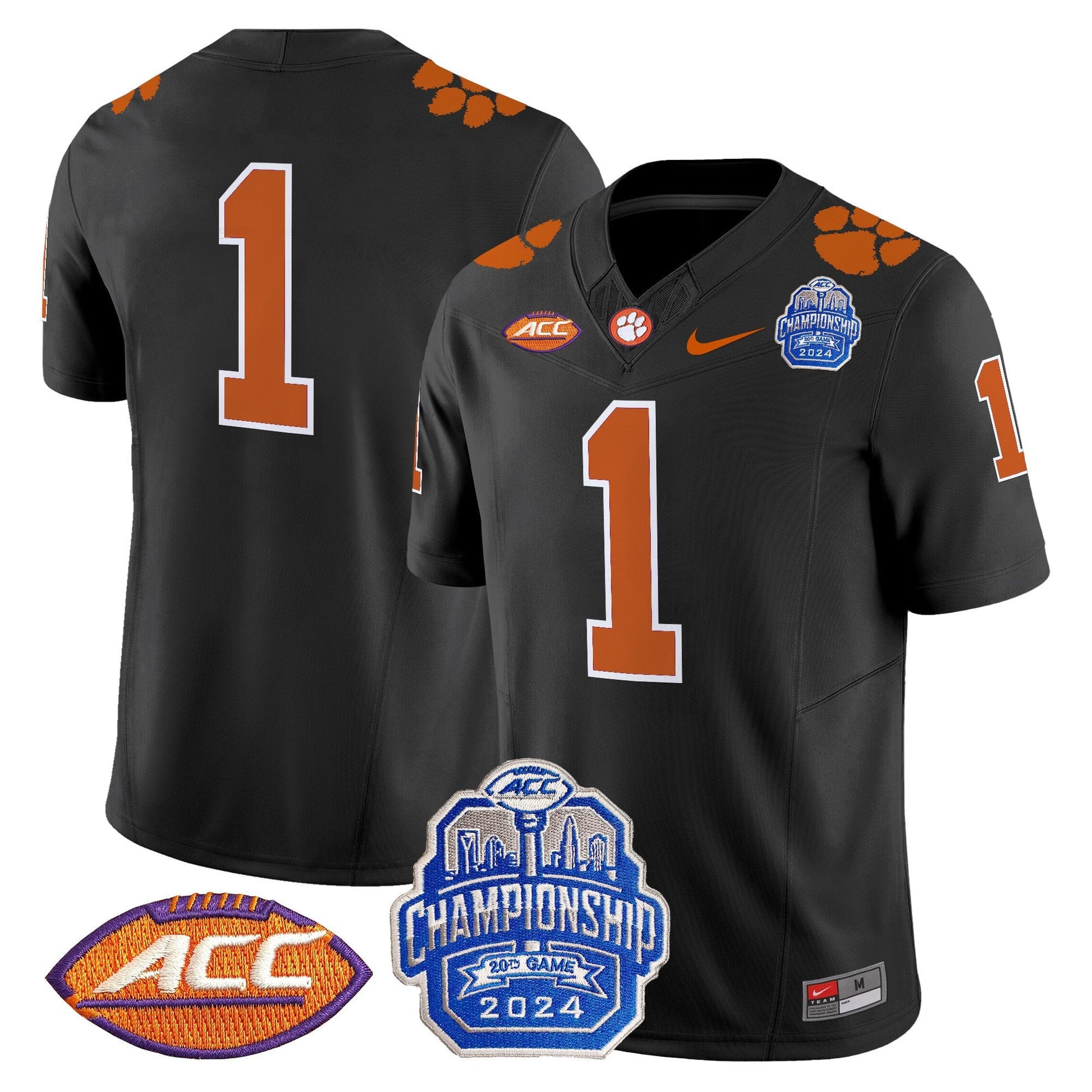 Men's Clemson Tigers 2024 ACC Championship Patch Vapor Limited Jersey - All Stitched