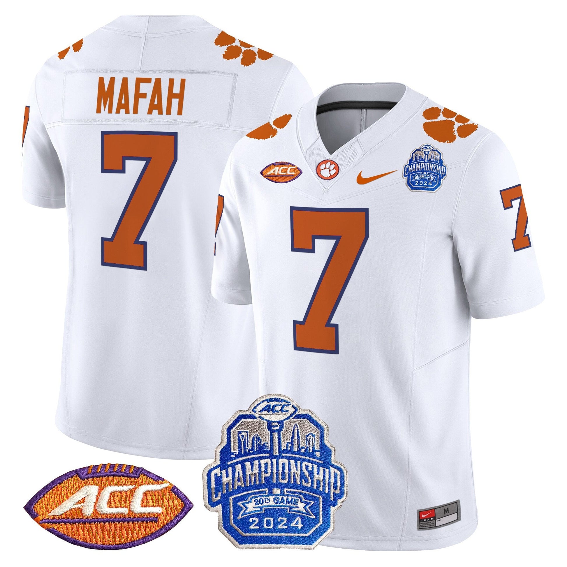 Men's Clemson Tigers 2024 ACC Championship Patch Vapor Limited Jersey - All Stitched