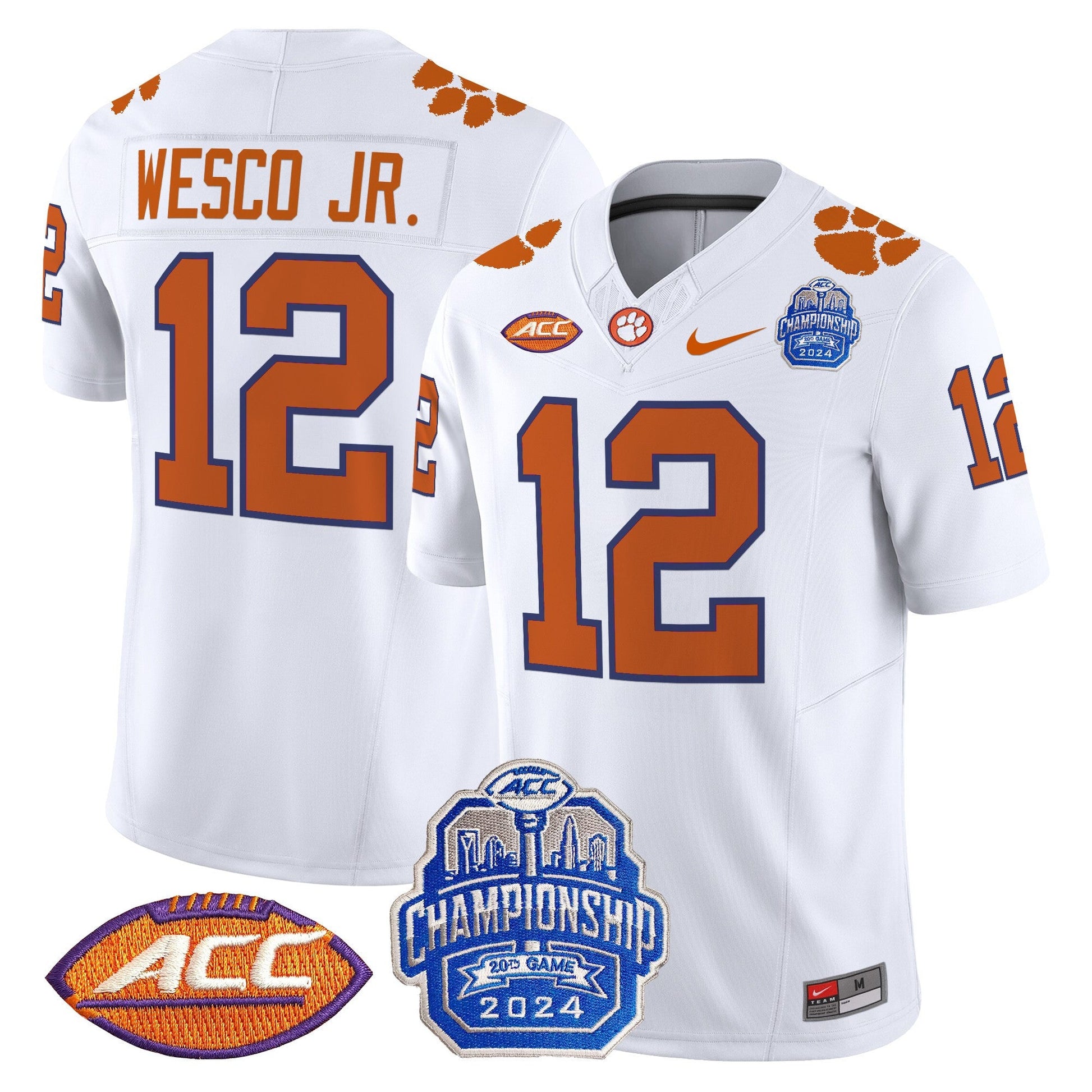 Men's Clemson Tigers 2024 ACC Championship Patch Vapor Limited Jersey - All Stitched