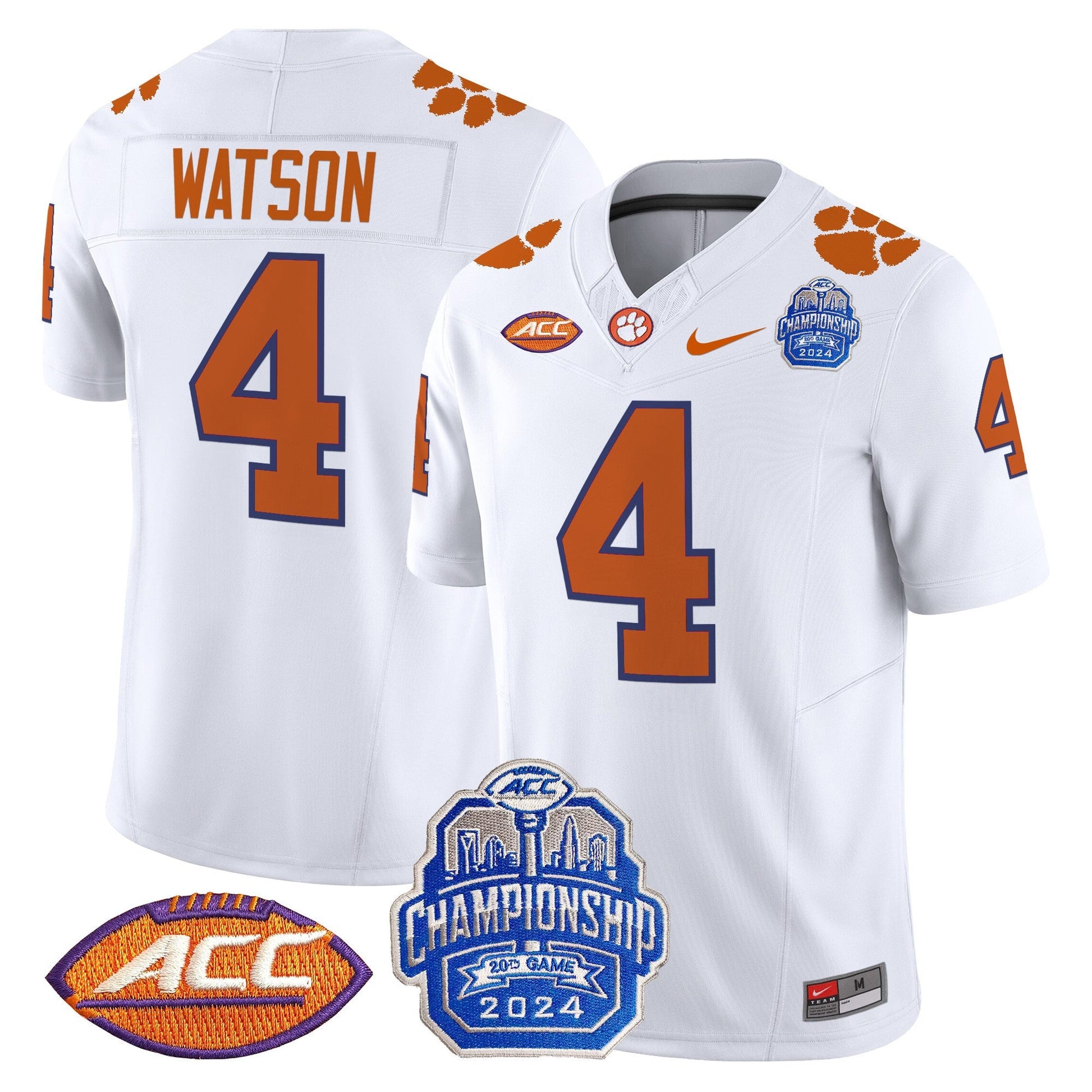 Men's Clemson Tigers 2024 ACC Championship Patch Vapor Limited Jersey - All Stitched