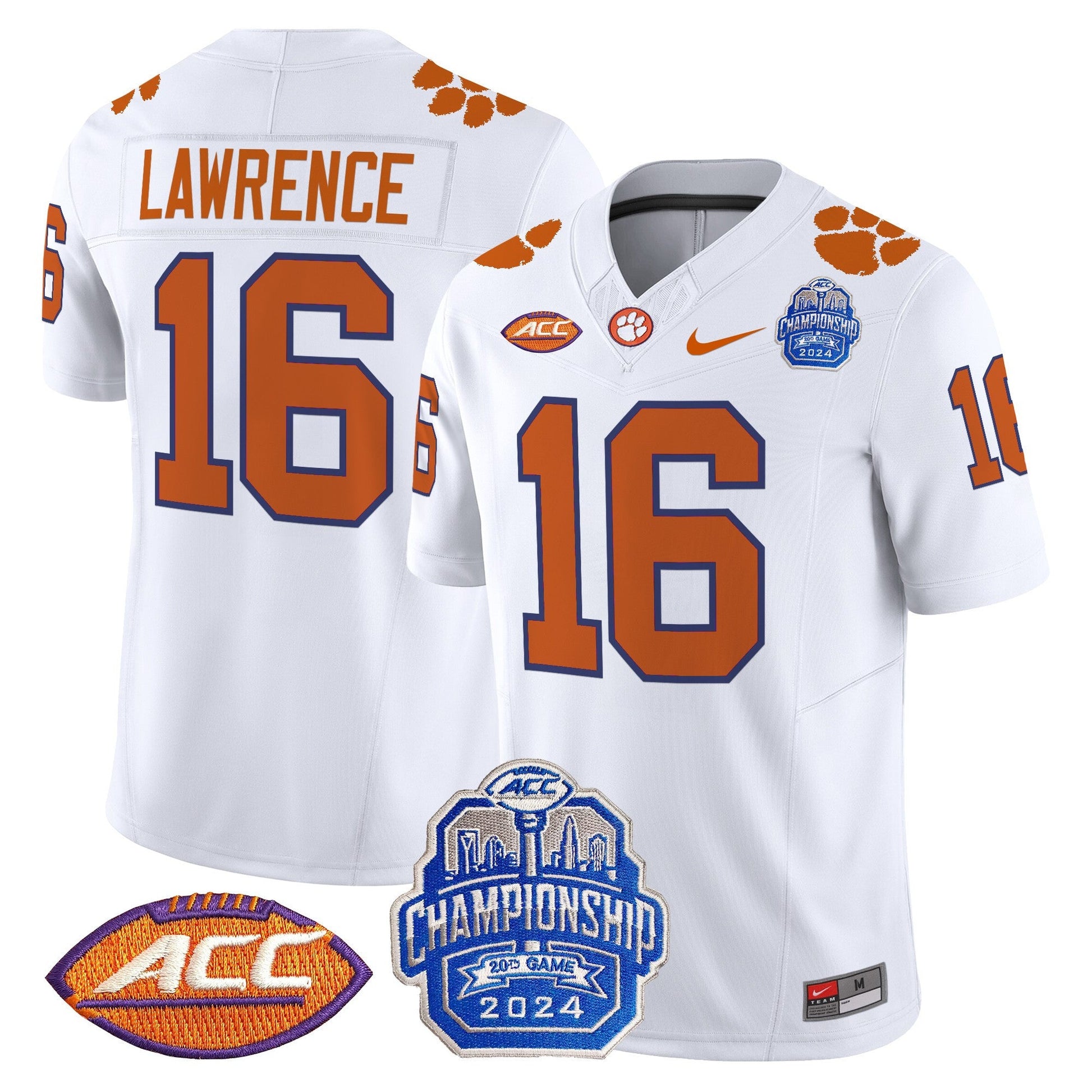 Men's Clemson Tigers 2024 ACC Championship Patch Vapor Limited Jersey - All Stitched
