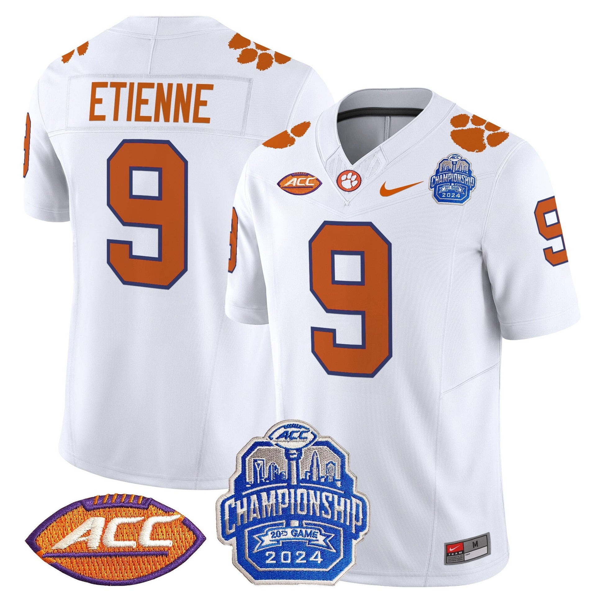 Men's Clemson Tigers 2024 ACC Championship Patch Vapor Limited Jersey - All Stitched
