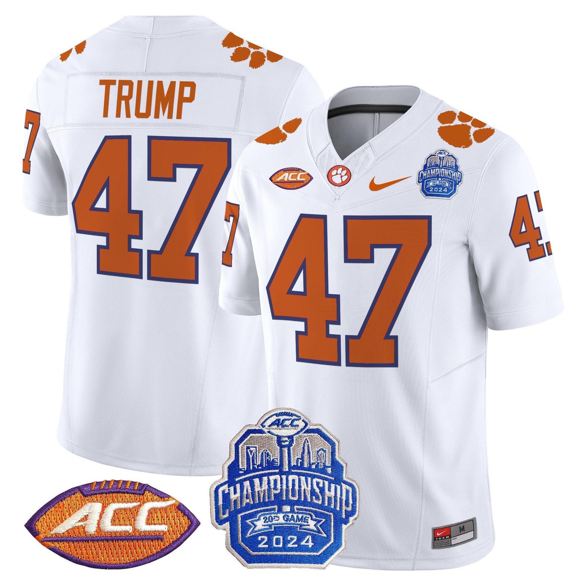 Men's Clemson Tigers 2024 ACC Championship Patch Vapor Limited Jersey - All Stitched