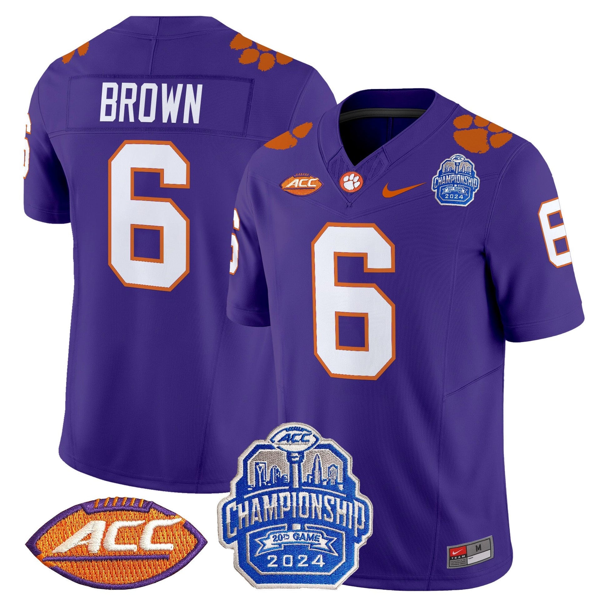 Men's Clemson Tigers 2024 ACC Championship Patch Vapor Limited Jersey - All Stitched