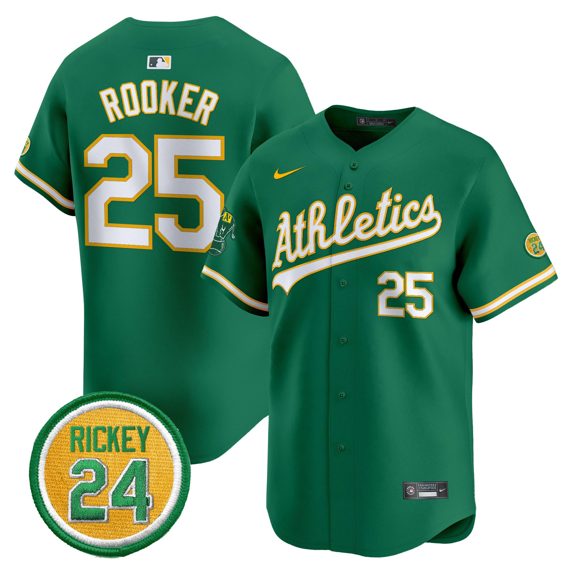 Men's Oakland Athletics Rickey Henderson Patch Vapor Premier Limited Jersey - All Stitched