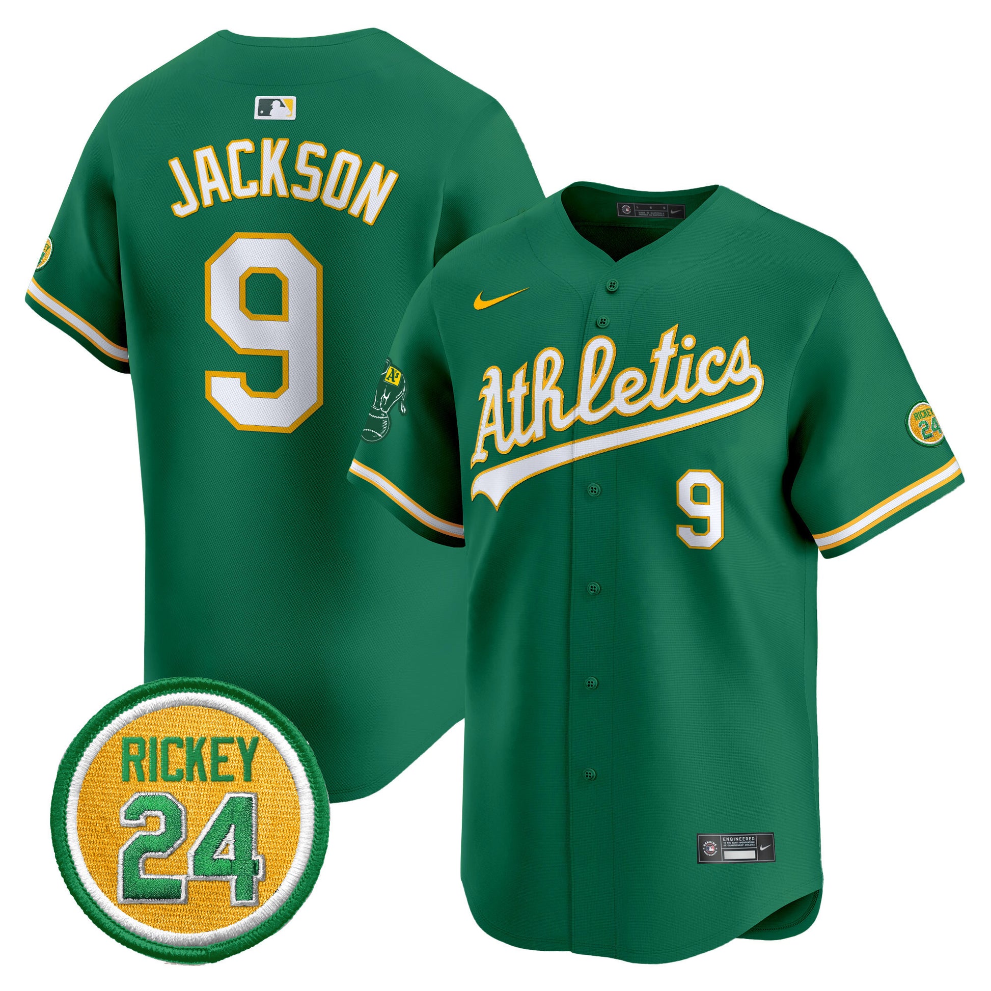 Men's Oakland Athletics Rickey Henderson Patch Vapor Premier Limited Jersey - All Stitched