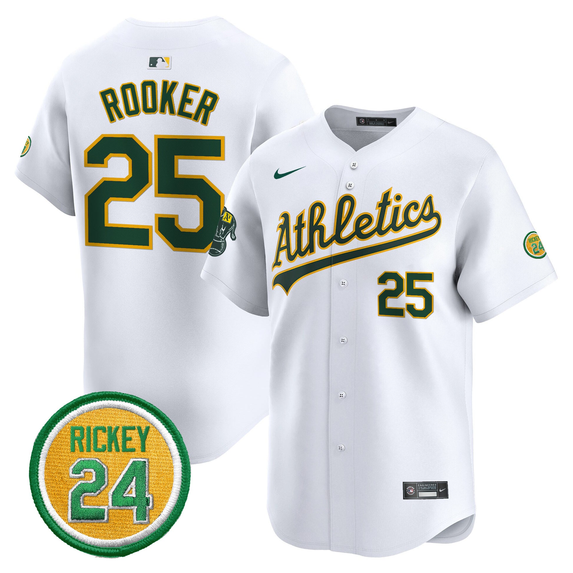 Men's Oakland Athletics Rickey Henderson Patch Vapor Premier Limited Jersey - All Stitched