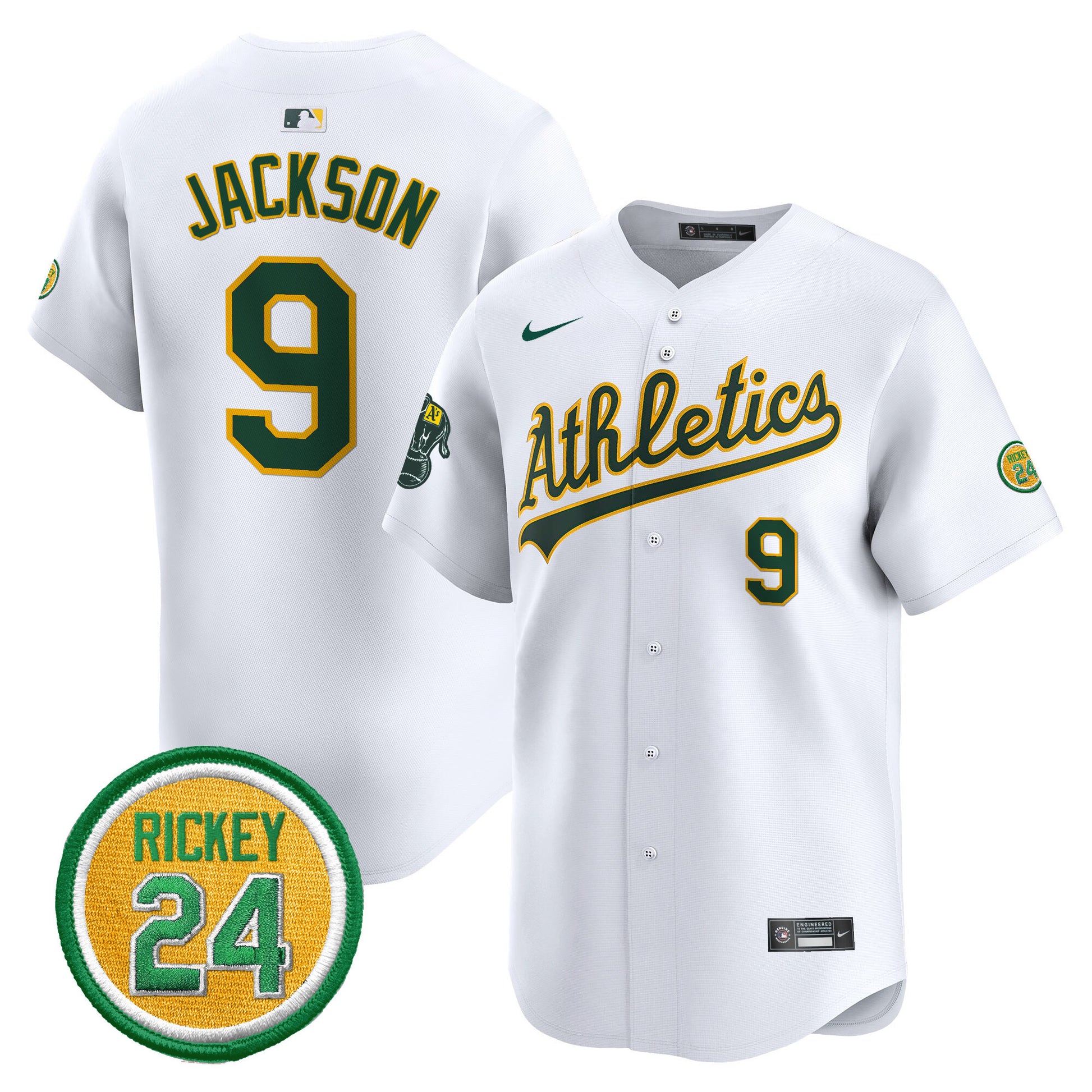 Men's Oakland Athletics Rickey Henderson Patch Vapor Premier Limited Jersey - All Stitched