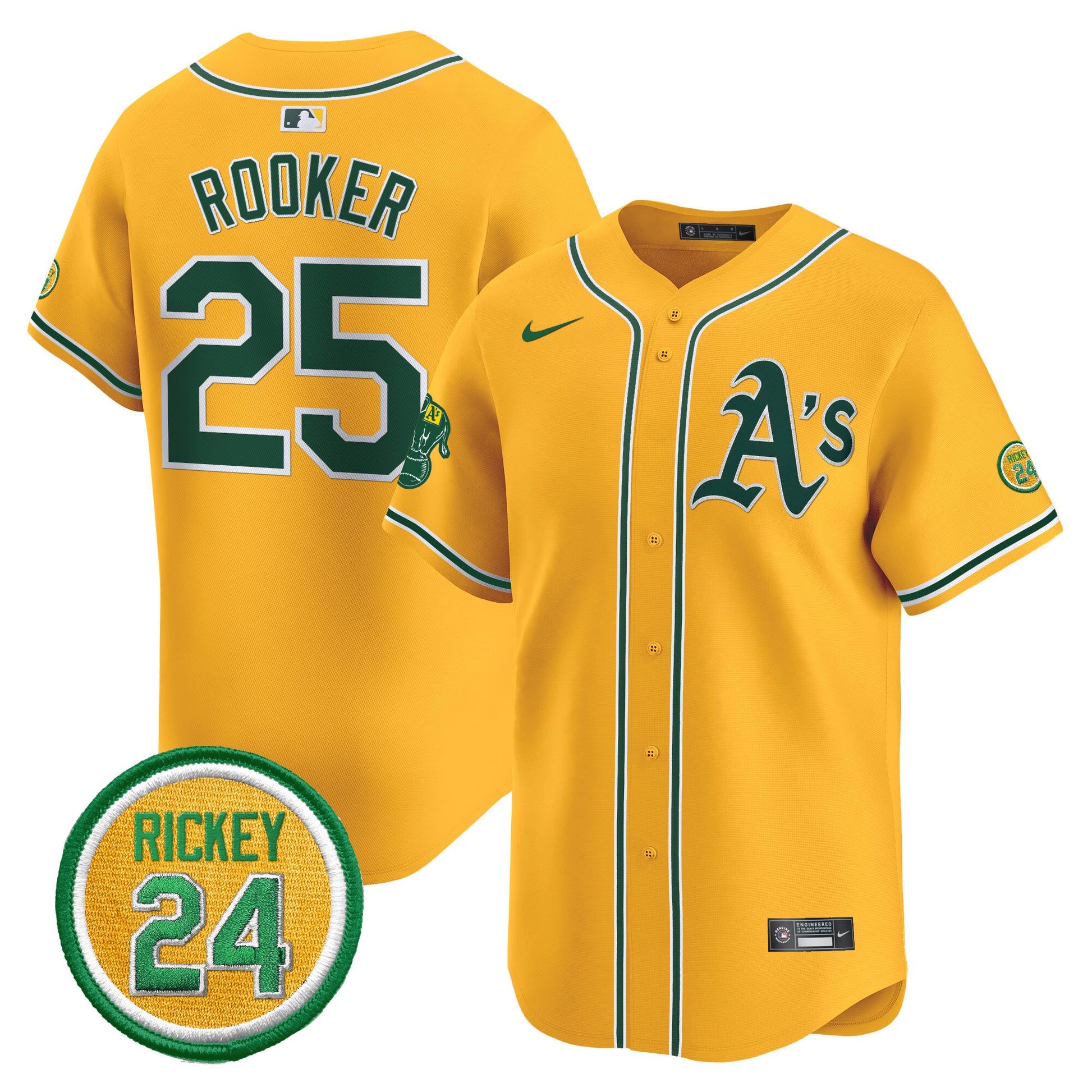 Men's Oakland Athletics Rickey Henderson Patch Vapor Premier Limited Jersey - All Stitched