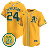 Men's Oakland Athletics Rickey Henderson Patch Vapor Premier Limited Jersey - All Stitched
