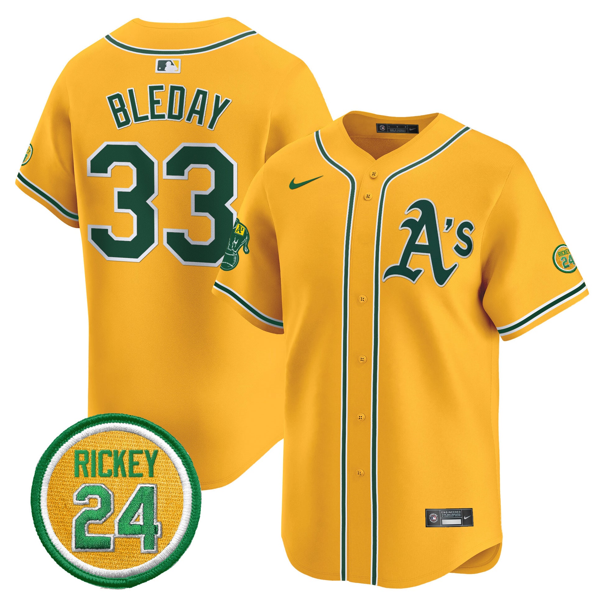 Men's Oakland Athletics Rickey Henderson Patch Vapor Premier Limited Jersey - All Stitched