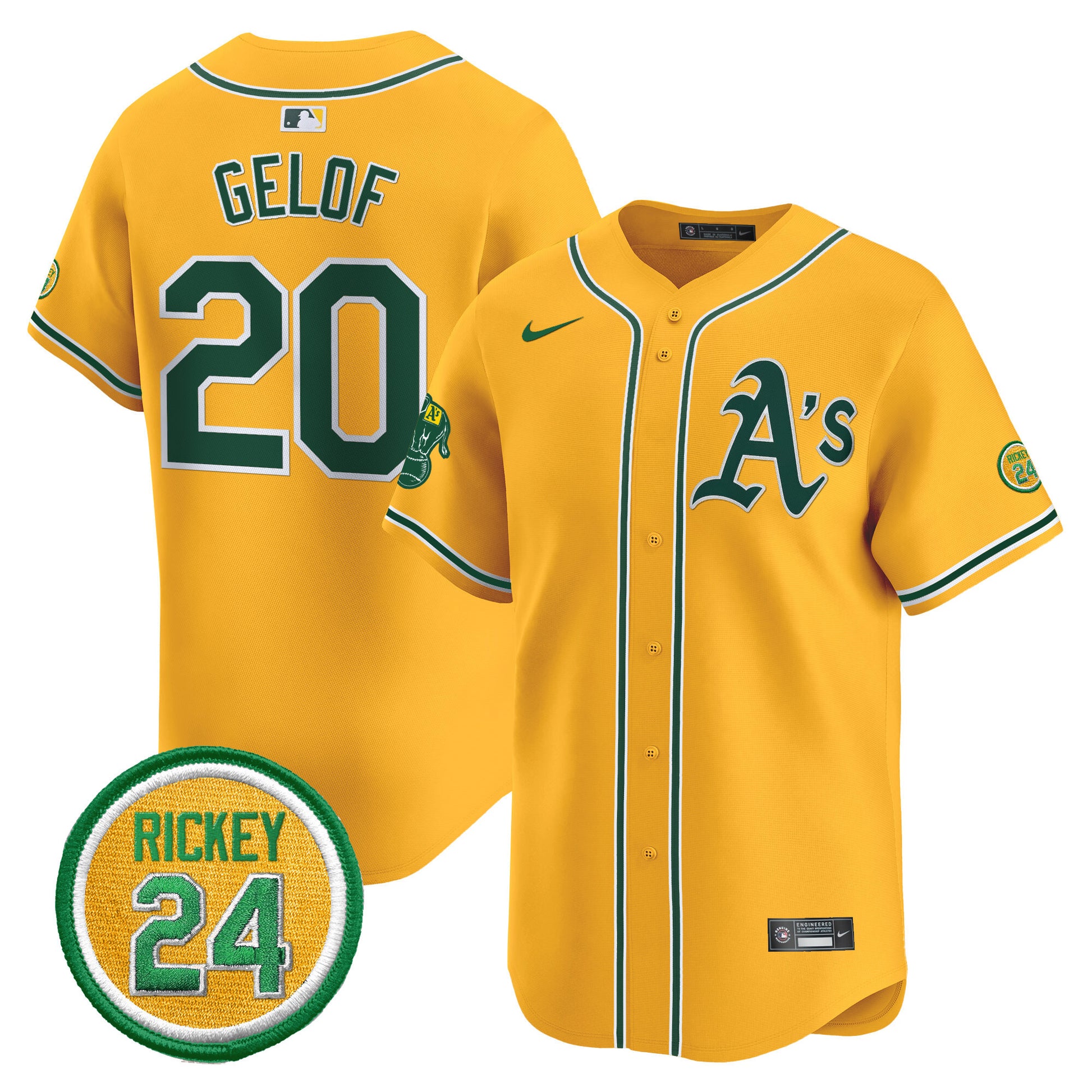 Men's Oakland Athletics Rickey Henderson Patch Vapor Premier Limited Jersey - All Stitched