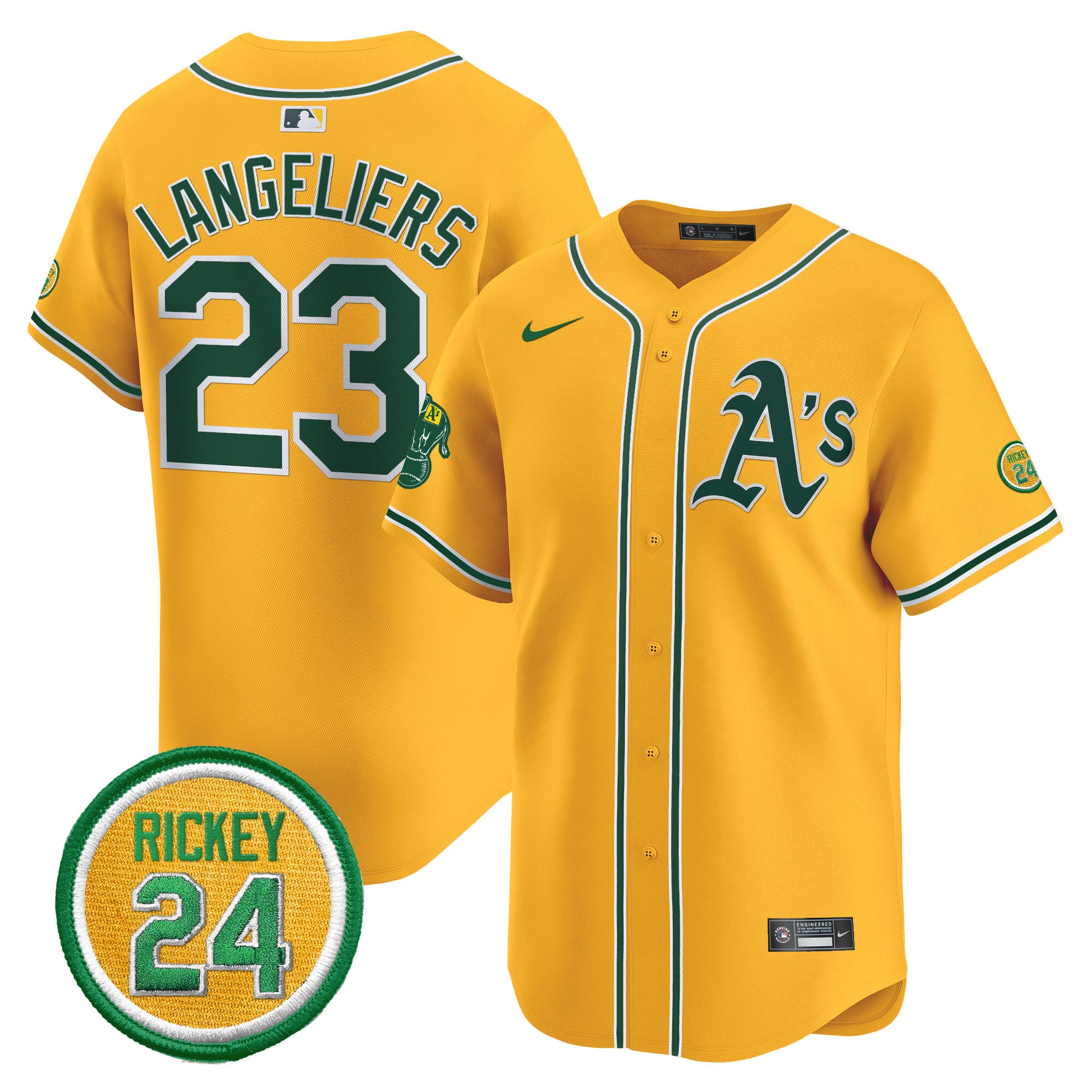 Men's Oakland Athletics Rickey Henderson Patch Vapor Premier Limited Jersey - All Stitched