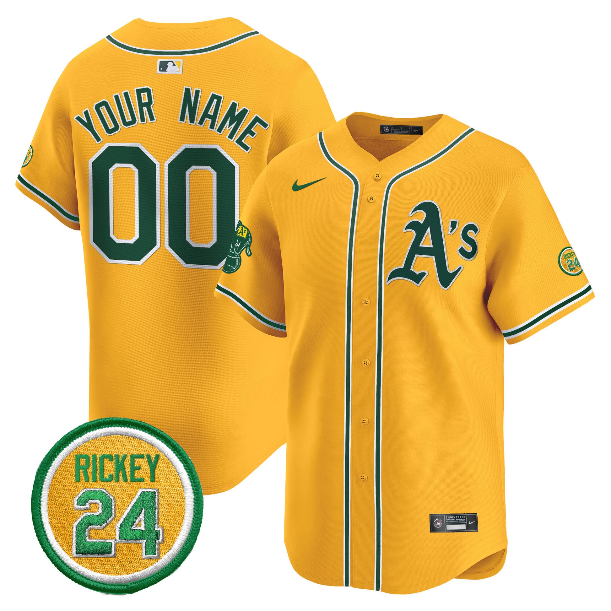 Oakland Athletics Rickey Henderson Patch Vapor Premier Limited Custom Jersey - All Stitched