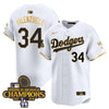 Men's Dodgers 2024 World Series Champions Gold Trim Vapor Premier Limited Jersey - All Stitched
