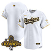 Men's Dodgers 2024 World Series Champions Gold Trim Vapor Premier Limited Jersey - All Stitched